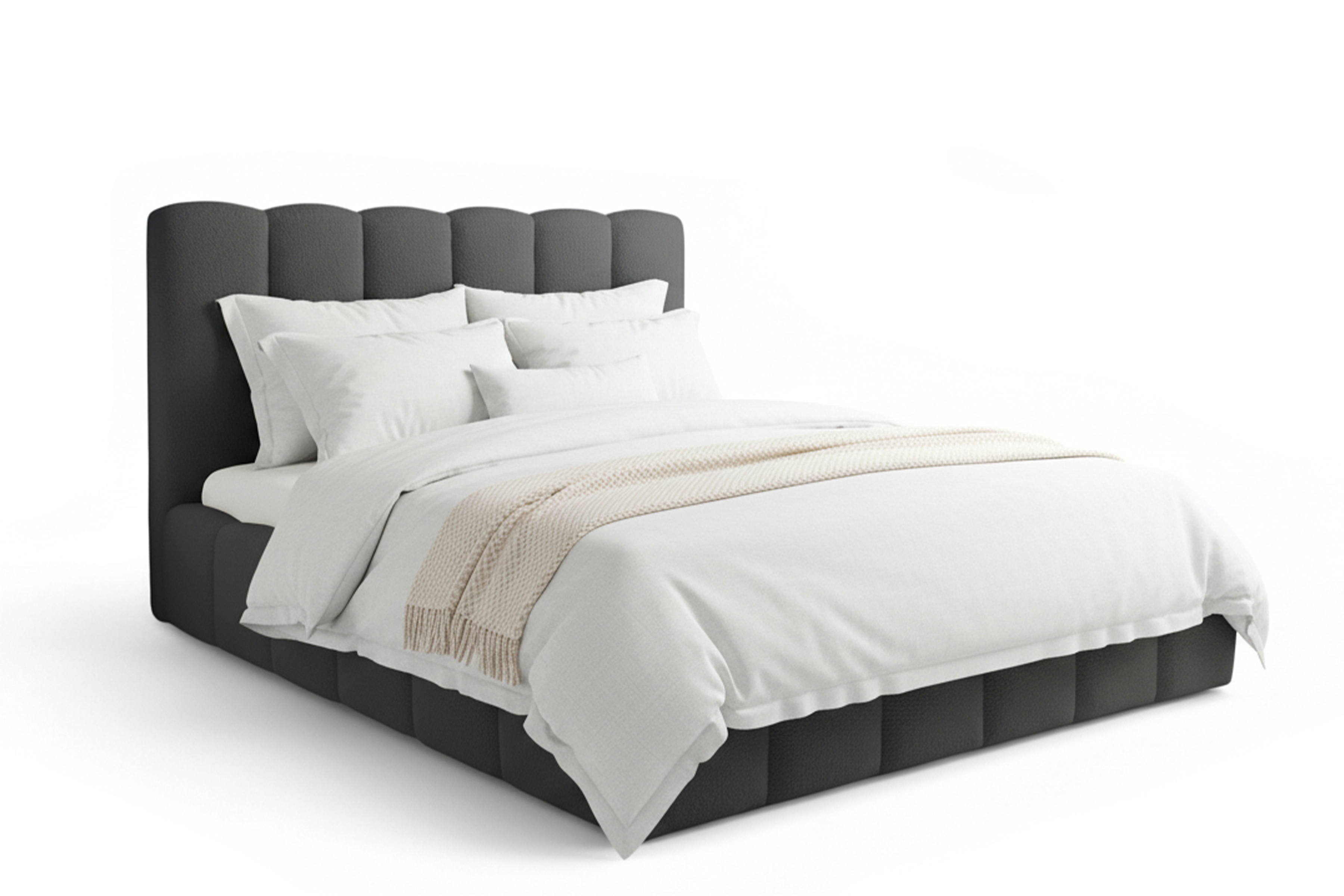 Čalouněná postel Aura 160x200 s úložným prostorem - tmavě šedá buklé Quelle 92 Postel čalouněné Aura 160x200 s úložným prostorem- ciemno šedá bukla Quelle 92