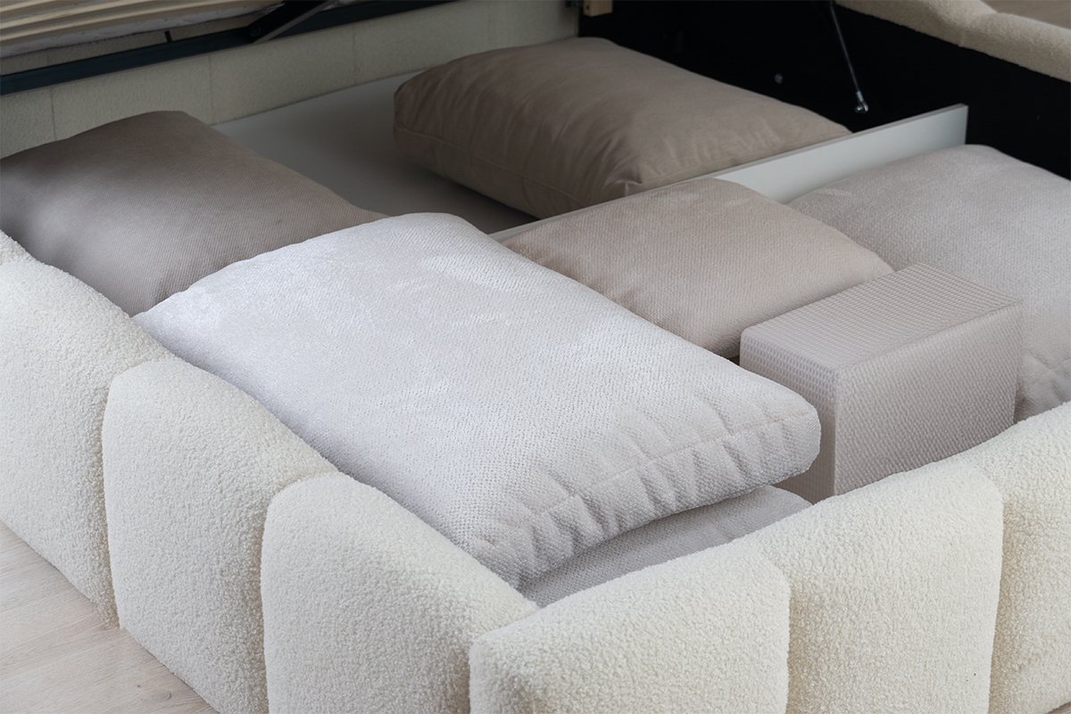 Čalouněná postel Aura 160x200 s úložným prostorem - světlý béž buklé Quelle 02 Postel čalouněné Aura 160x200 s úložným prostorem- světlý béžová bukla Quelle 02