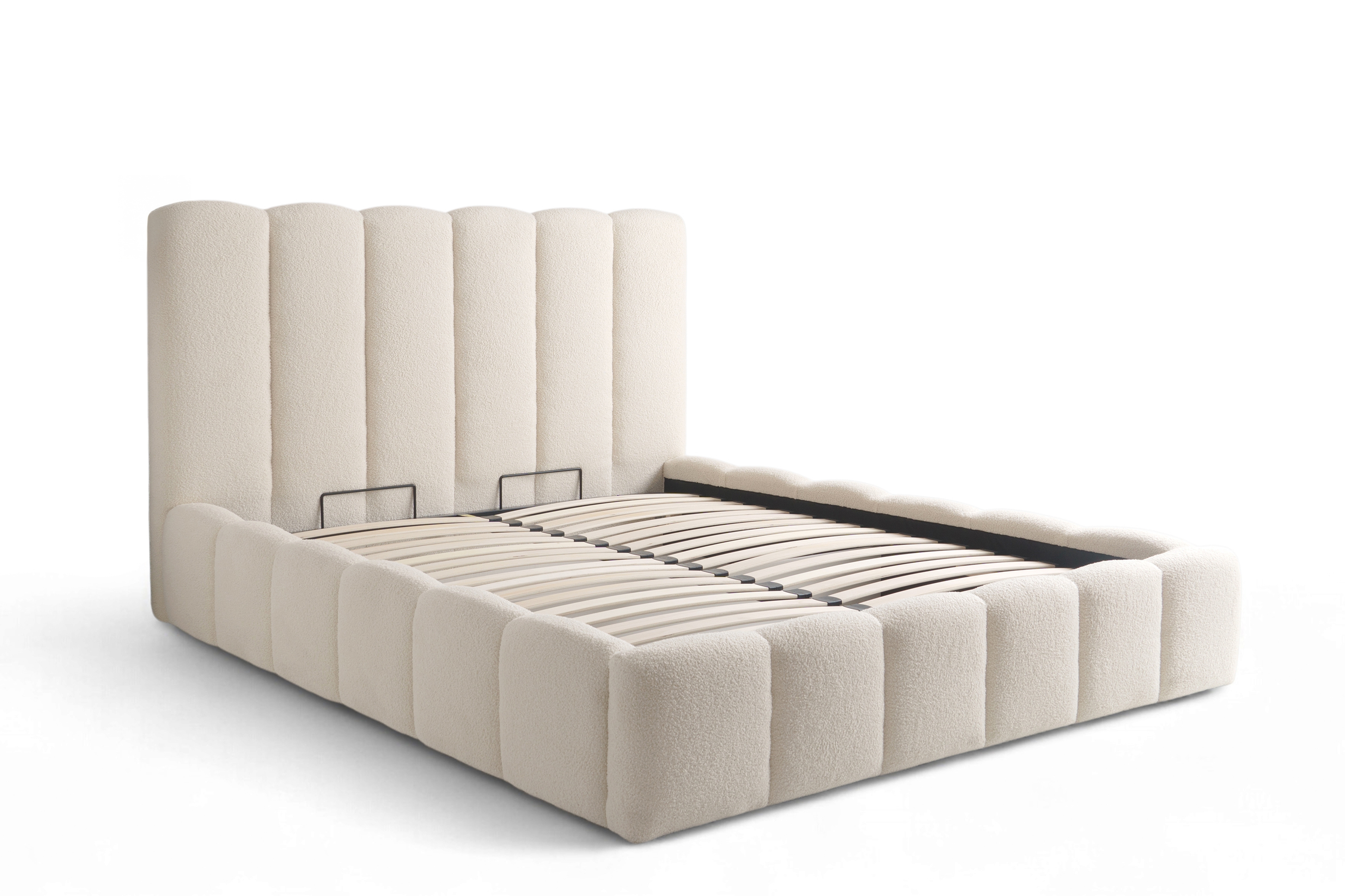 Čalouněná postel Aura 160x200 s úložným prostorem - světlý béž buklé Quelle 02 Postel čalouněné Aura 160x200 s úložným prostorem- světlý béžová bukla Quelle 02