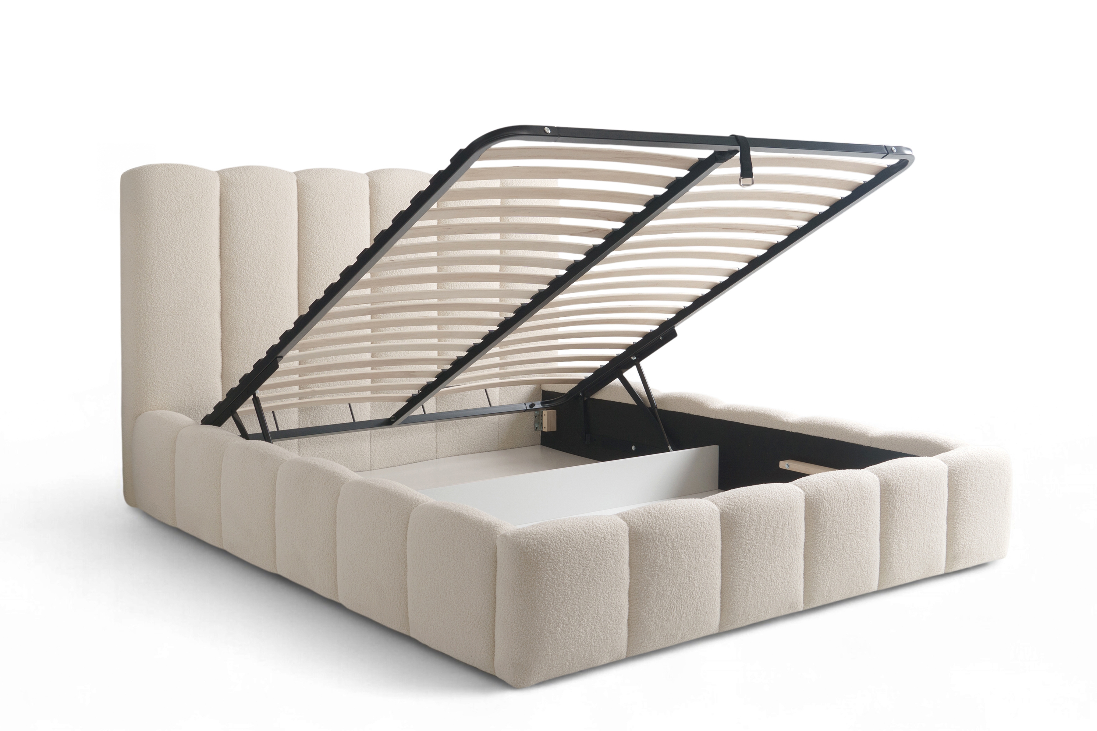 Čalouněná postel Aura 160x200 s úložným prostorem - světlý béž buklé Quelle 02 Postel čalouněné Aura 160x200 s úložným prostorem- světlý béžová bukla Quelle 02