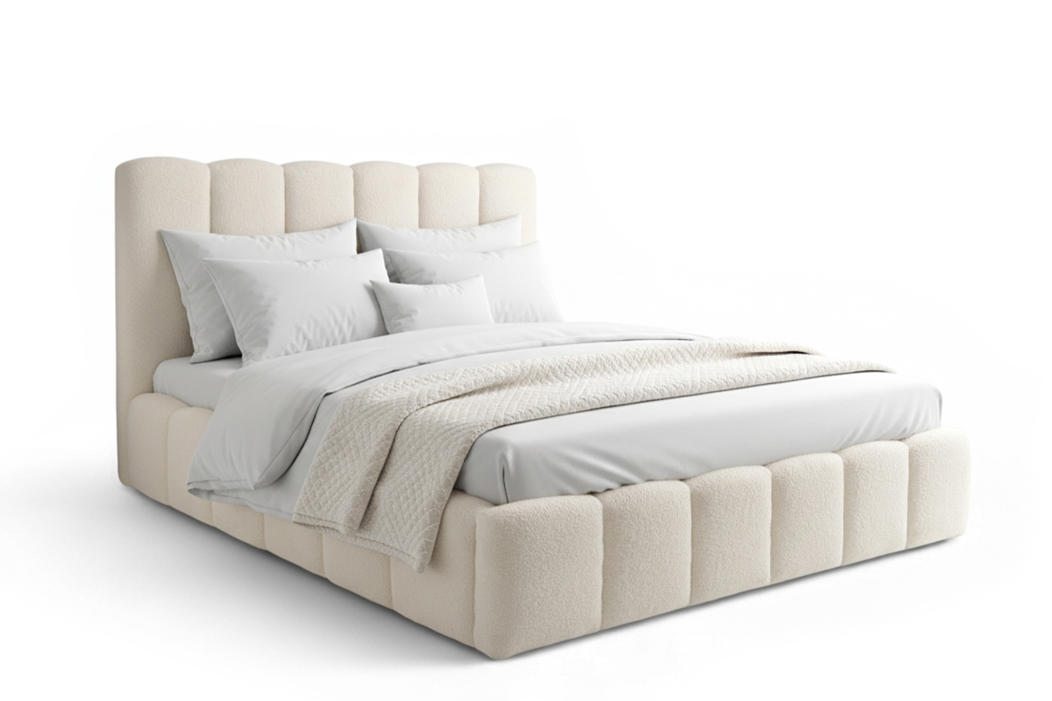 Čalouněná postel Aura 160x200 s úložným prostorem - světlý béž buklé Quelle 02 Postel čalouněné Aura 160x200 s úložným prostorem- světlý béžová bukla Quelle 02