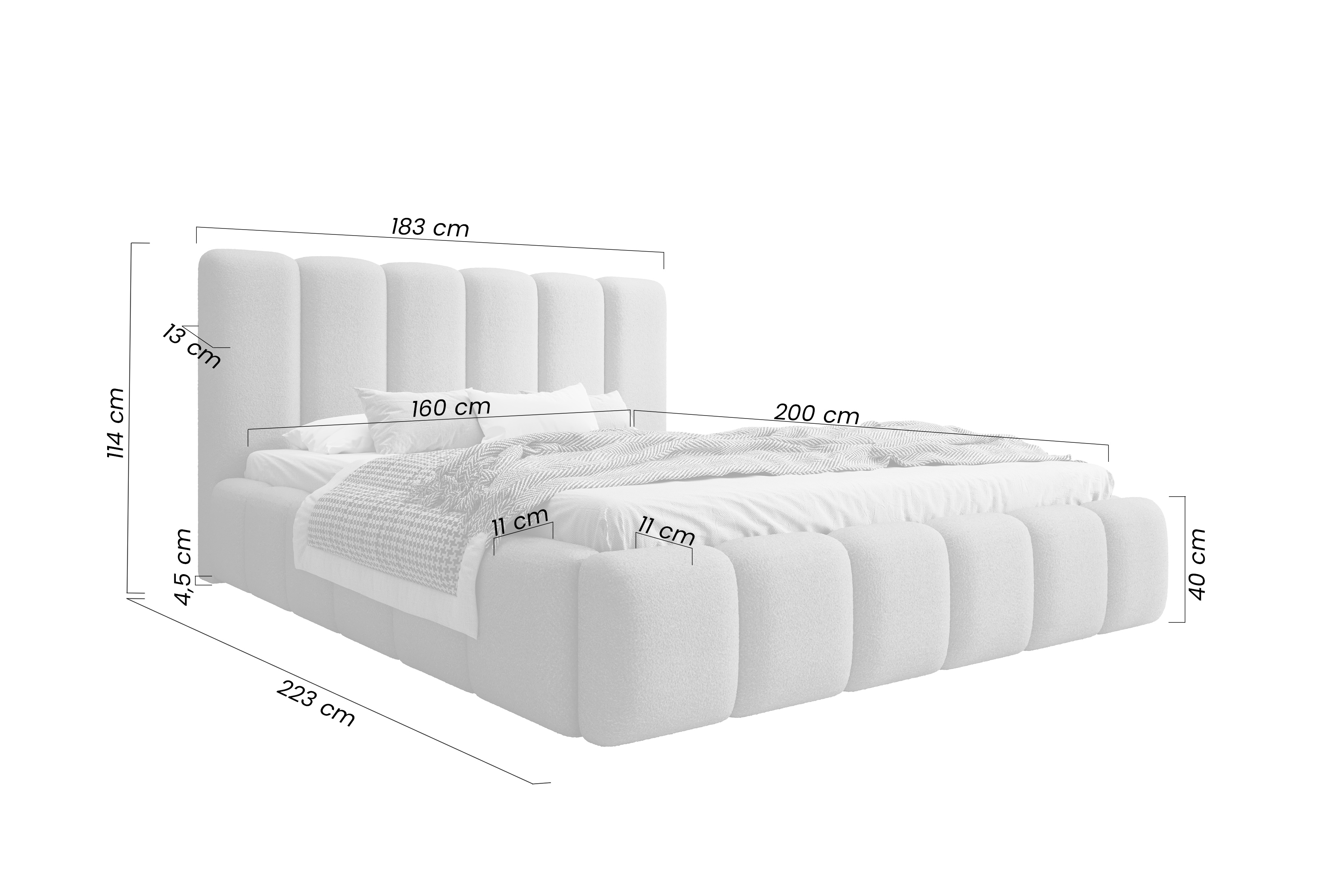 Čalouněná postel Aura 160x200 s úložným prostorem - šedá buklé Quelle 83 Postel čalouněné Aura 160x200 s úložným prostorem- šedá bukla Quelle 83