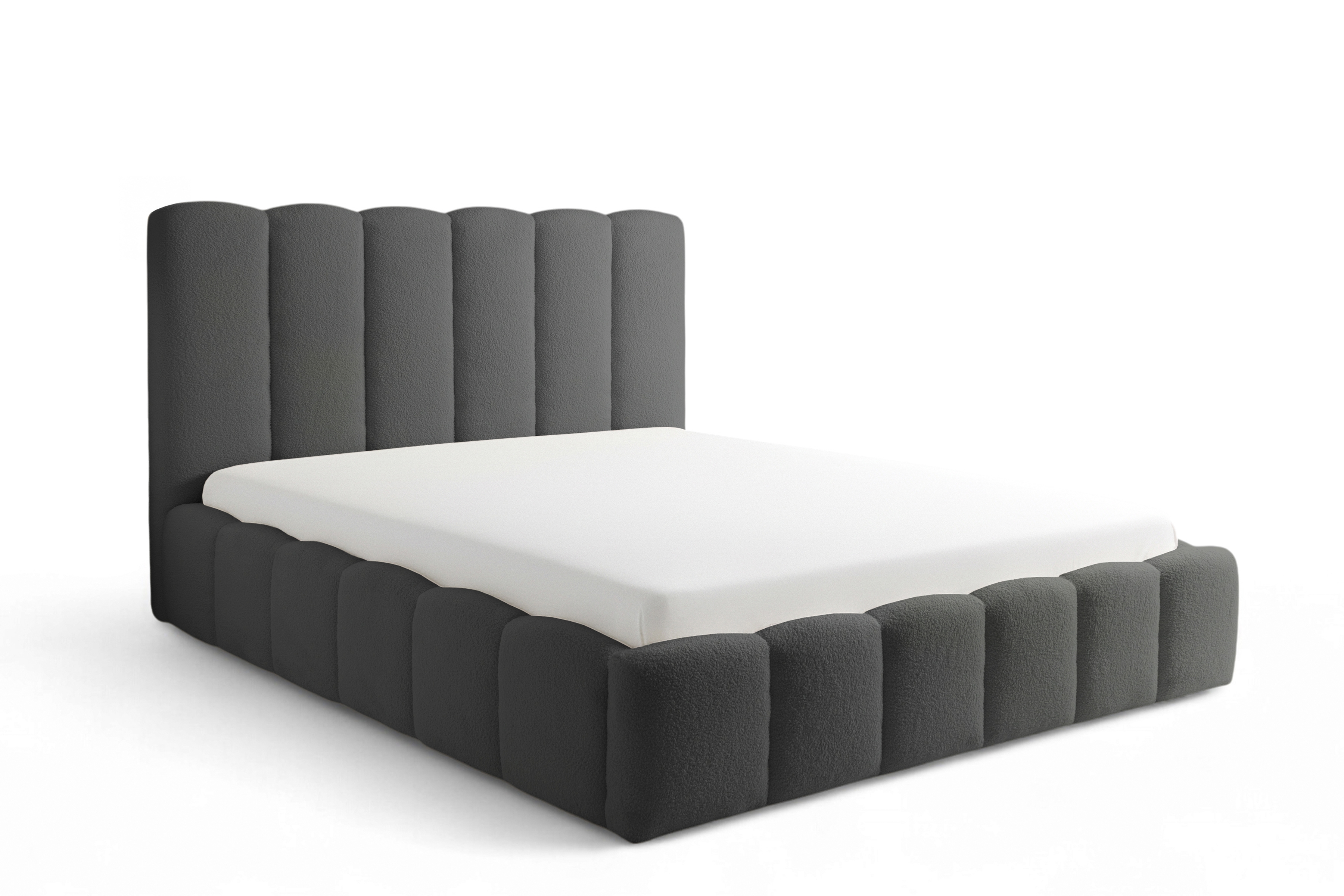 Čalouněná postel Aura 180x200 s úložným prostorem - tmavě šedá buklé Quelle 92 Postel čalouněné Aura 180x200 s úložným prostorem- ciemno šedá bukla Quelle 92 