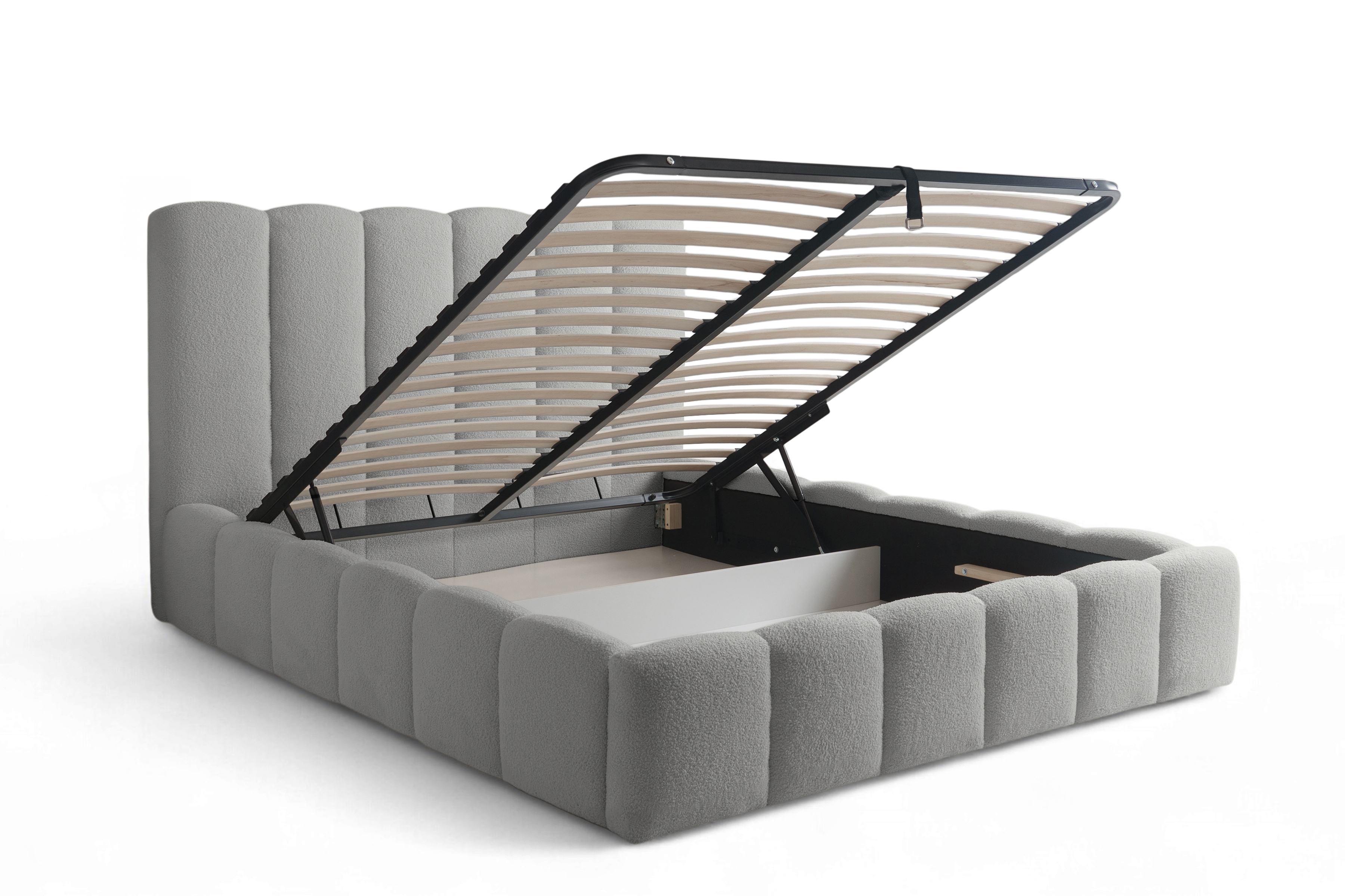 Čalouněná postel Aura 180x200 s úložným prostorem - šedá buklé Quelle 83 Postel čalouněné Aura 180x200 s úložným prostorem- šedá bukla Quelle 83 