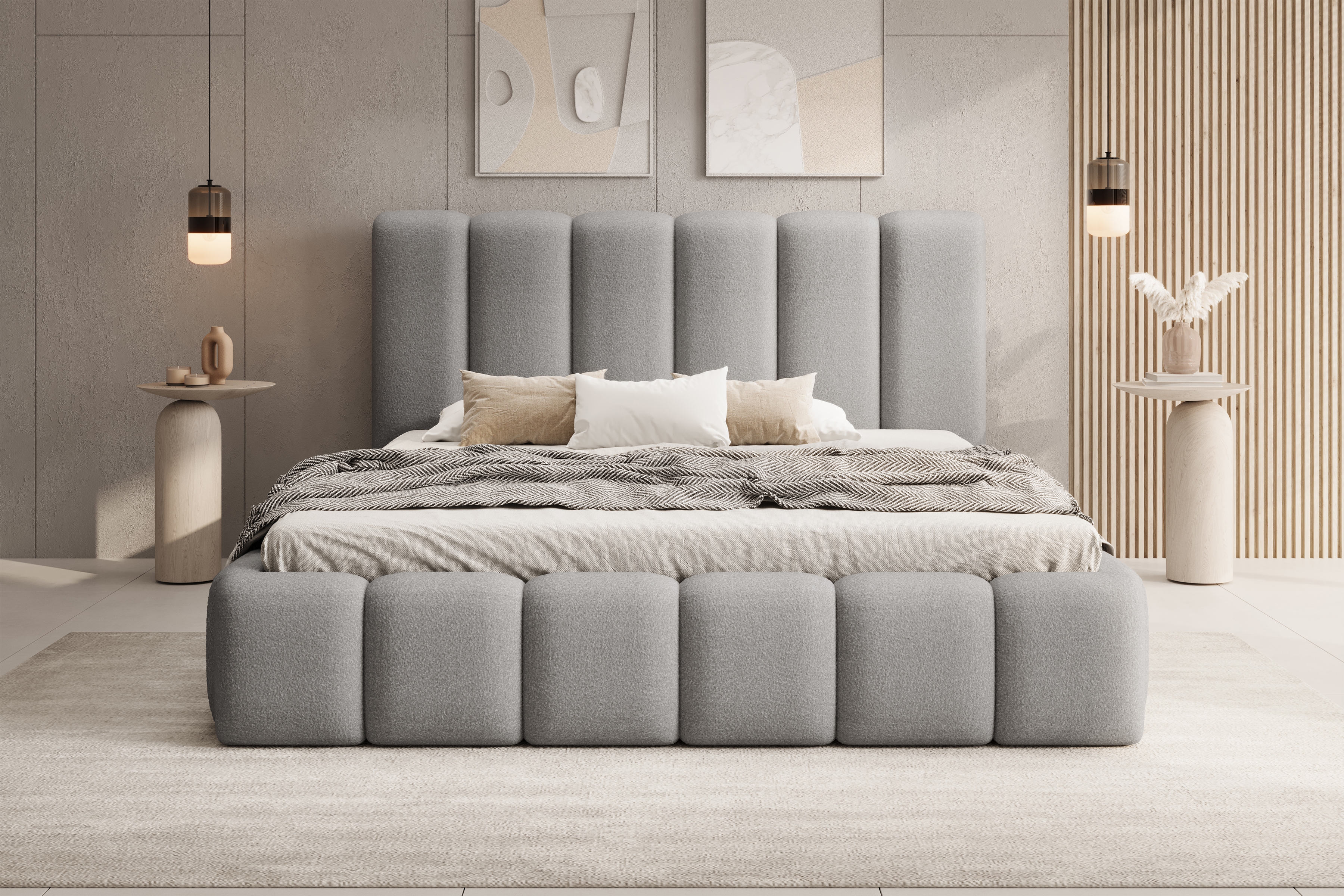 Čalouněná postel Aura 180x200 s úložným prostorem - šedá buklé Quelle 83 Postel čalouněné Aura 180x200 s úložným prostorem- šedá bukla Quelle 83 