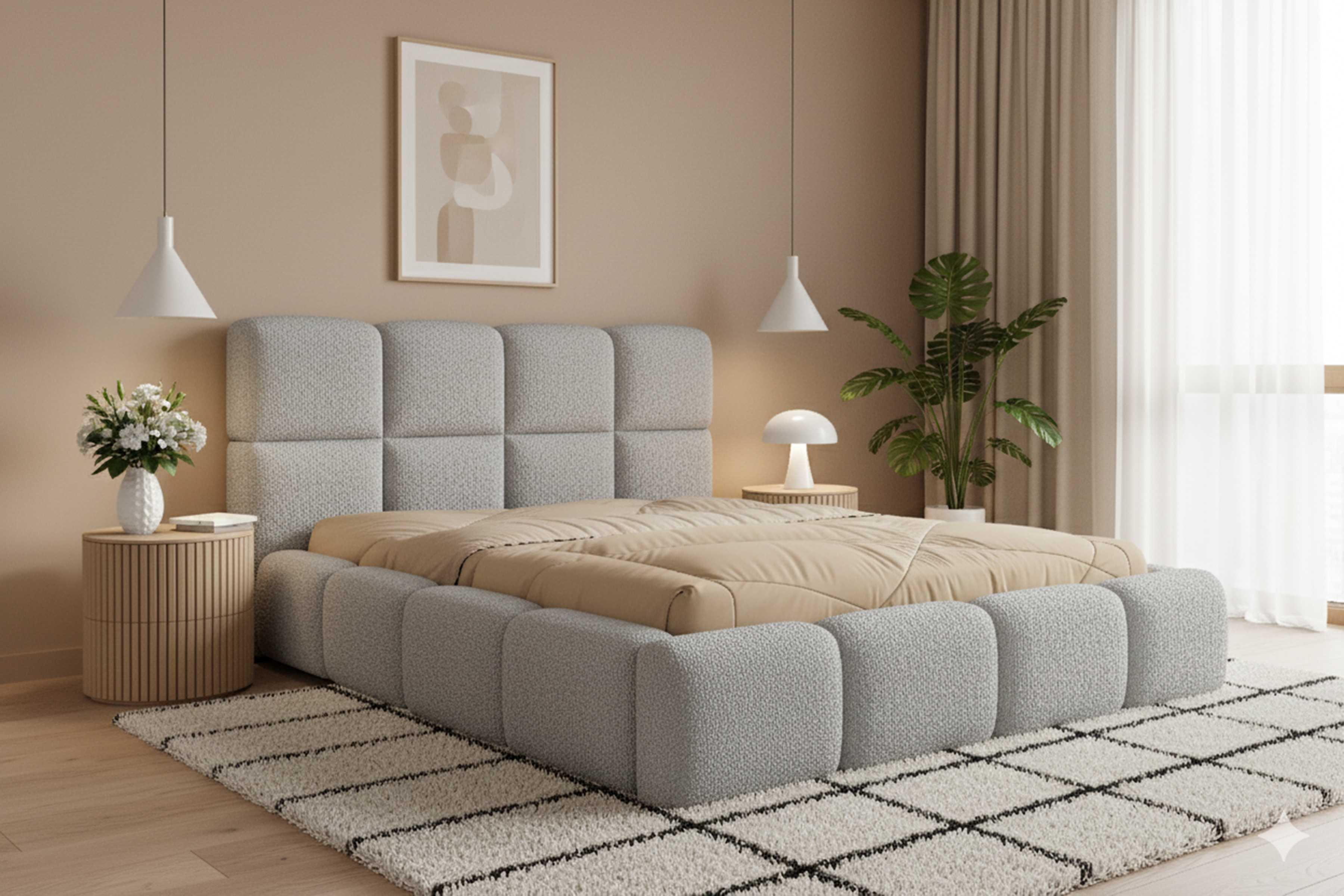 Čalúnená manželská posteľ Cloud 160x200 s úložným priestorom - sivá buklé látka Quelle 83 Posteľ čalúnená Cloud 160x200 S vnútorným úložným priestorom- šedá bukla Quelle 83