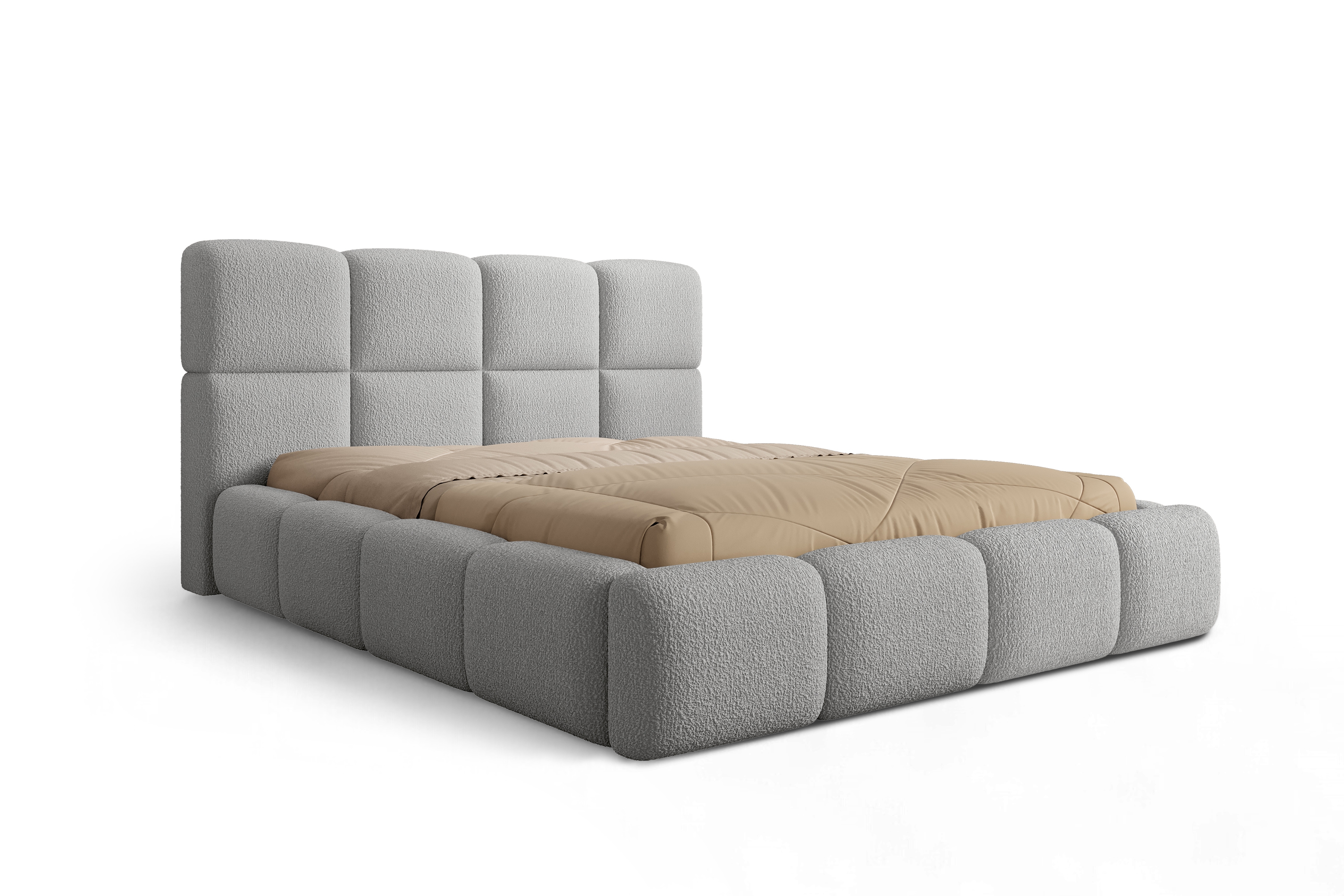 Čalúnená manželská posteľ Cloud 180x200 s úložným priestorom - sivá buklé látka Quelle 83 Posteľ čalúnená Cloud 180x200 S vnútorným úložným priestorom- šedá bukla Quelle 83