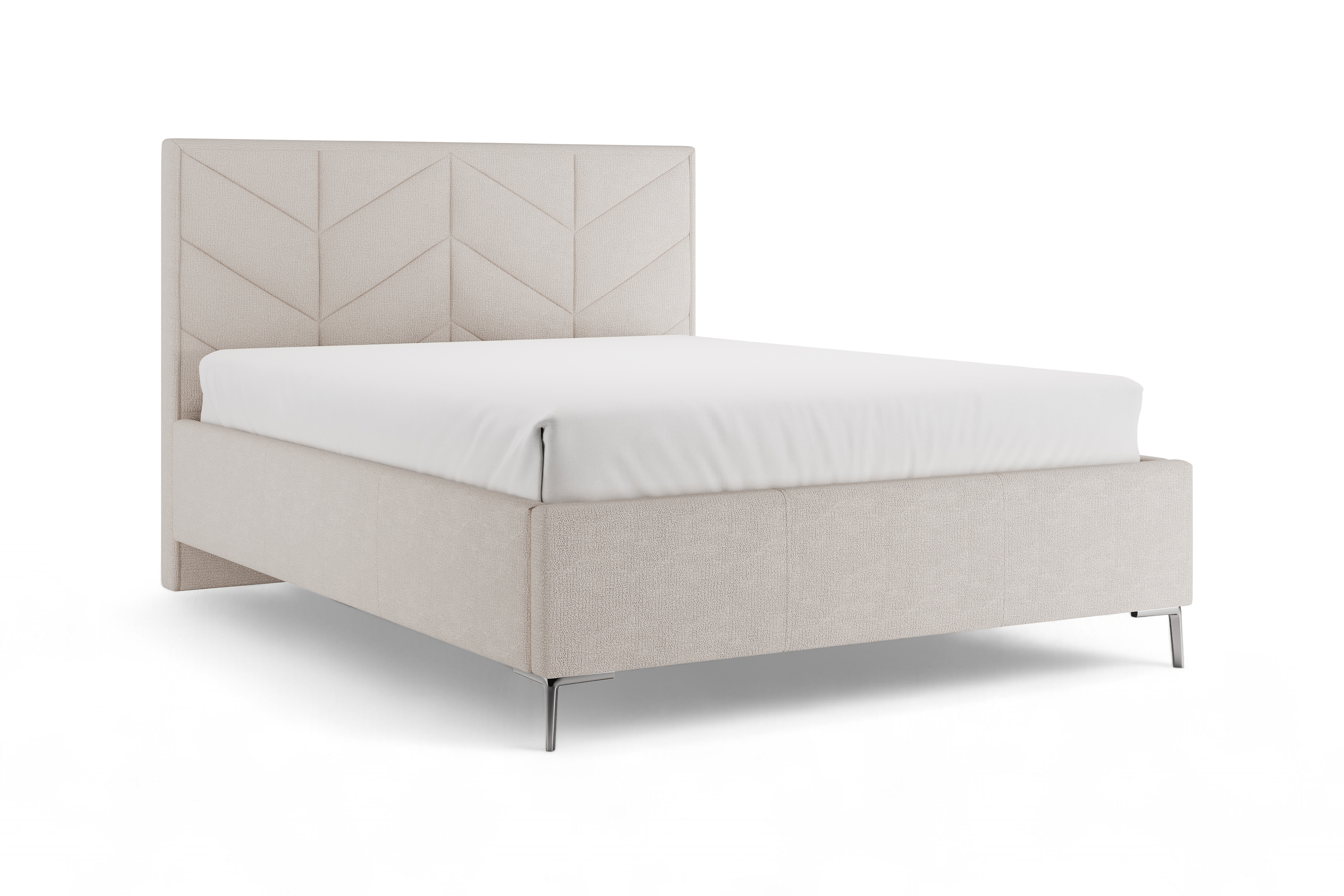 Čalouněná posteľ Lindi 140x200 s roštom – béžový šenil Perfect Harmony 02 / nožičky srebrne Posteľ čalouněné Lindi 140x200 ze stelazem - béžový šenil Perfect Harmony 02 / nožičky srebrne