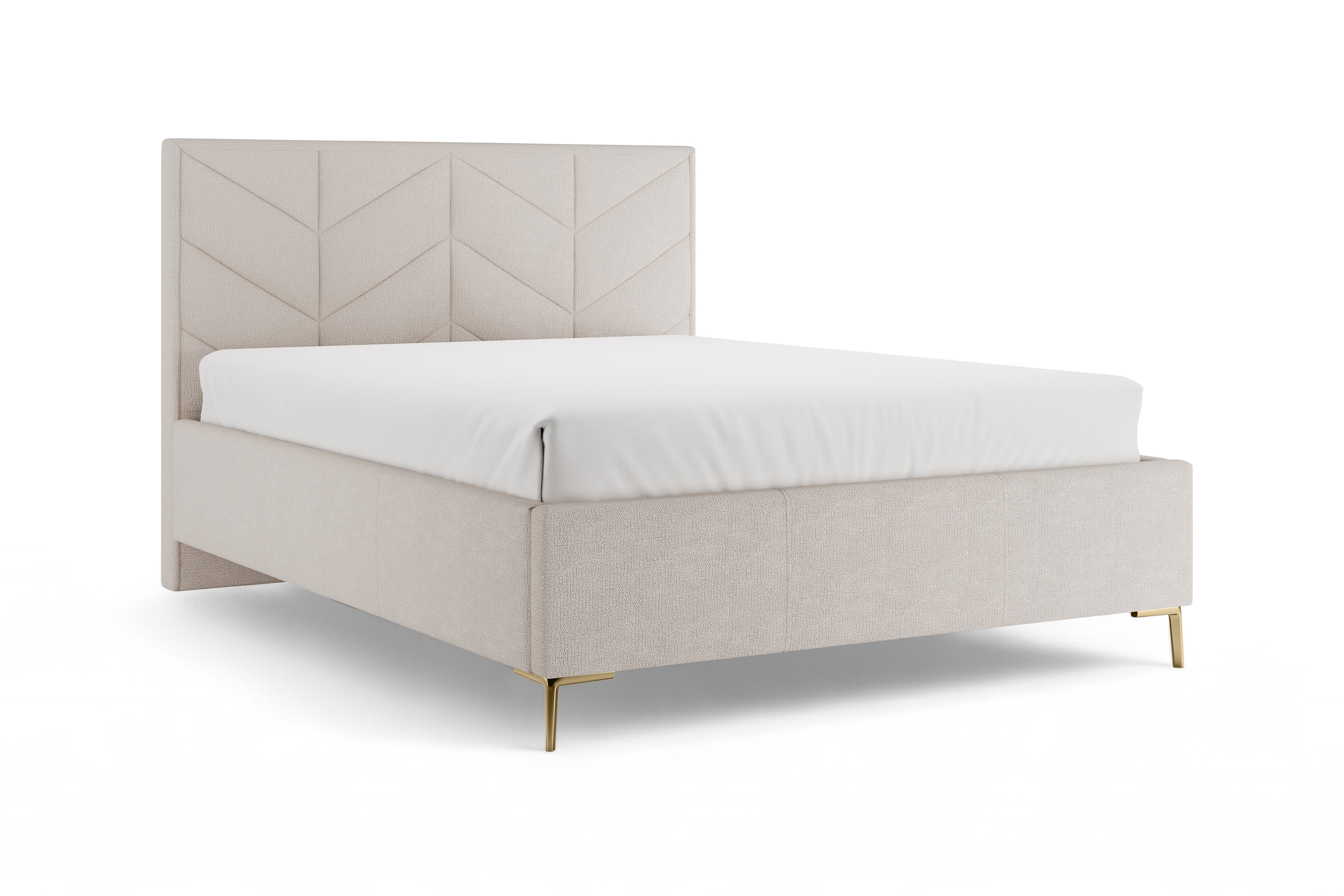 Čalouněná posteľ Lindi 140x200 s roštom – béžový šenil Perfect Harmony 02 / nožičky zlote Posteľ čalouněné Lindi 140x200 ze stelazem - béžový šenil Perfect Harmony 02 / nožičky zlote 
