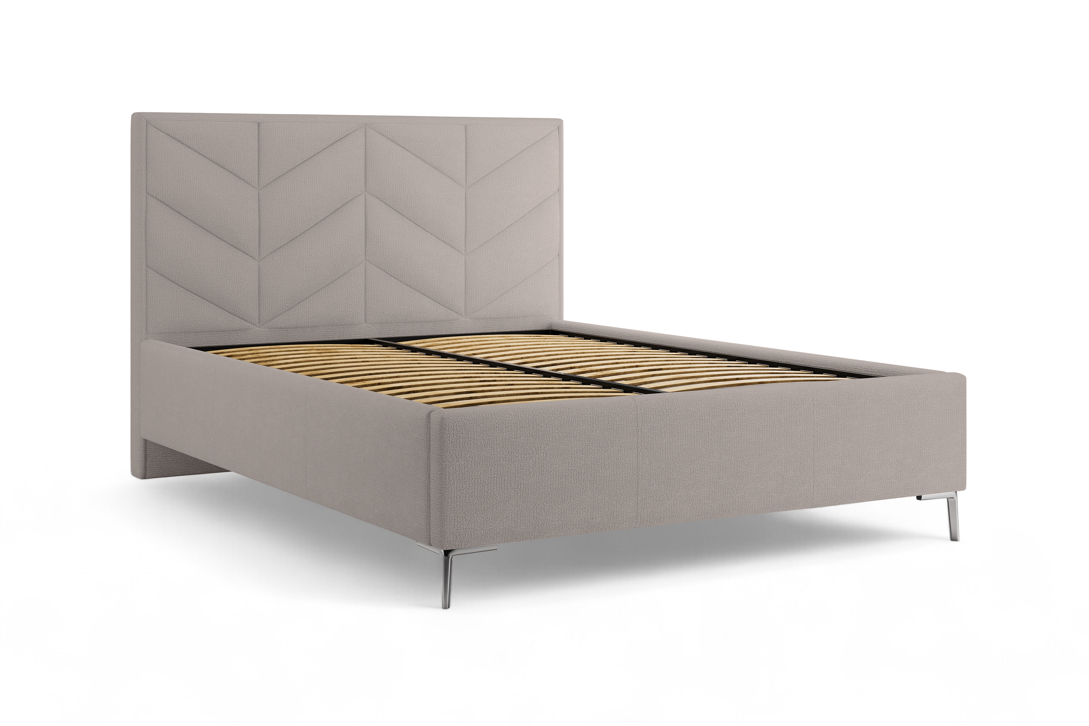 Čalouněná posteľ Lindi 140x200 s roštom – hnedý šenil Perfect Harmony 04 / nožičky srebrne Posteľ čalouněné Lindi 140x200 ze stelazem - Hnedý šenil Perfect Harmony 04 / nožičky srebrne