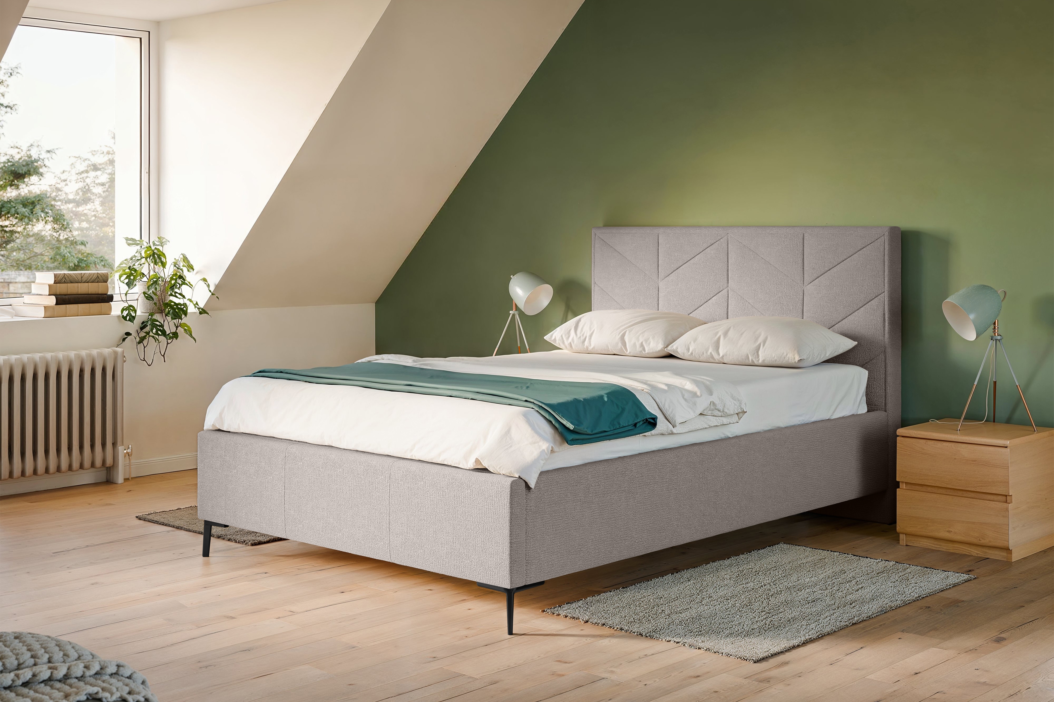 Čalouněná postel Lindi 180x200 - hnědá látka Perfect Harmony 04 / černé nohy Postel čalouněné Lindi 180x200 - hnědá šenil Perfect Harmony 04 / Nohy černá