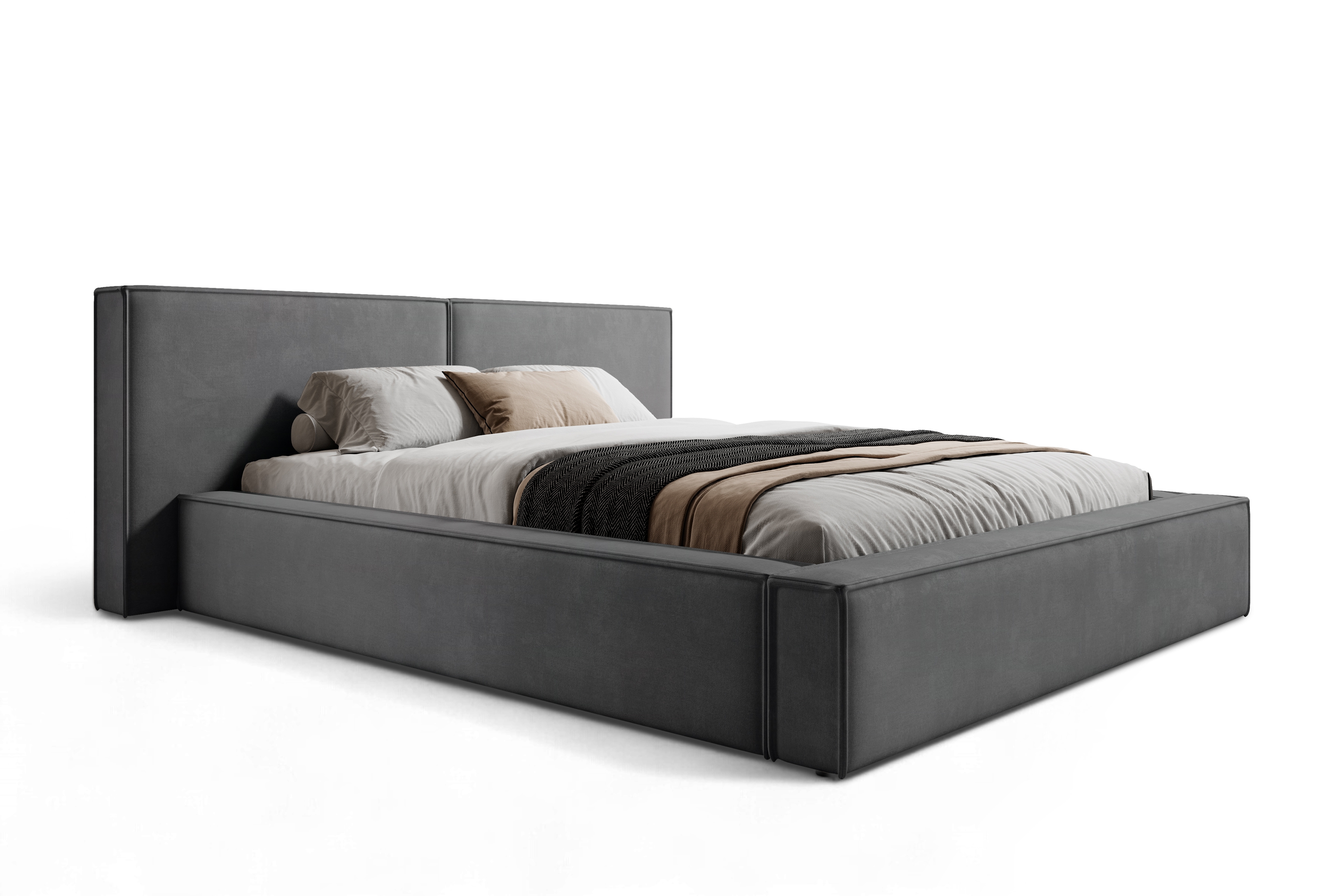 Čalouněná postel Molino 160x200 s úložným prostorem - tmavě šedý samet Castel 93 Postel čalouněné Molino 160x200 s úložným prostorem- tmavě šedá samet Castel 93 