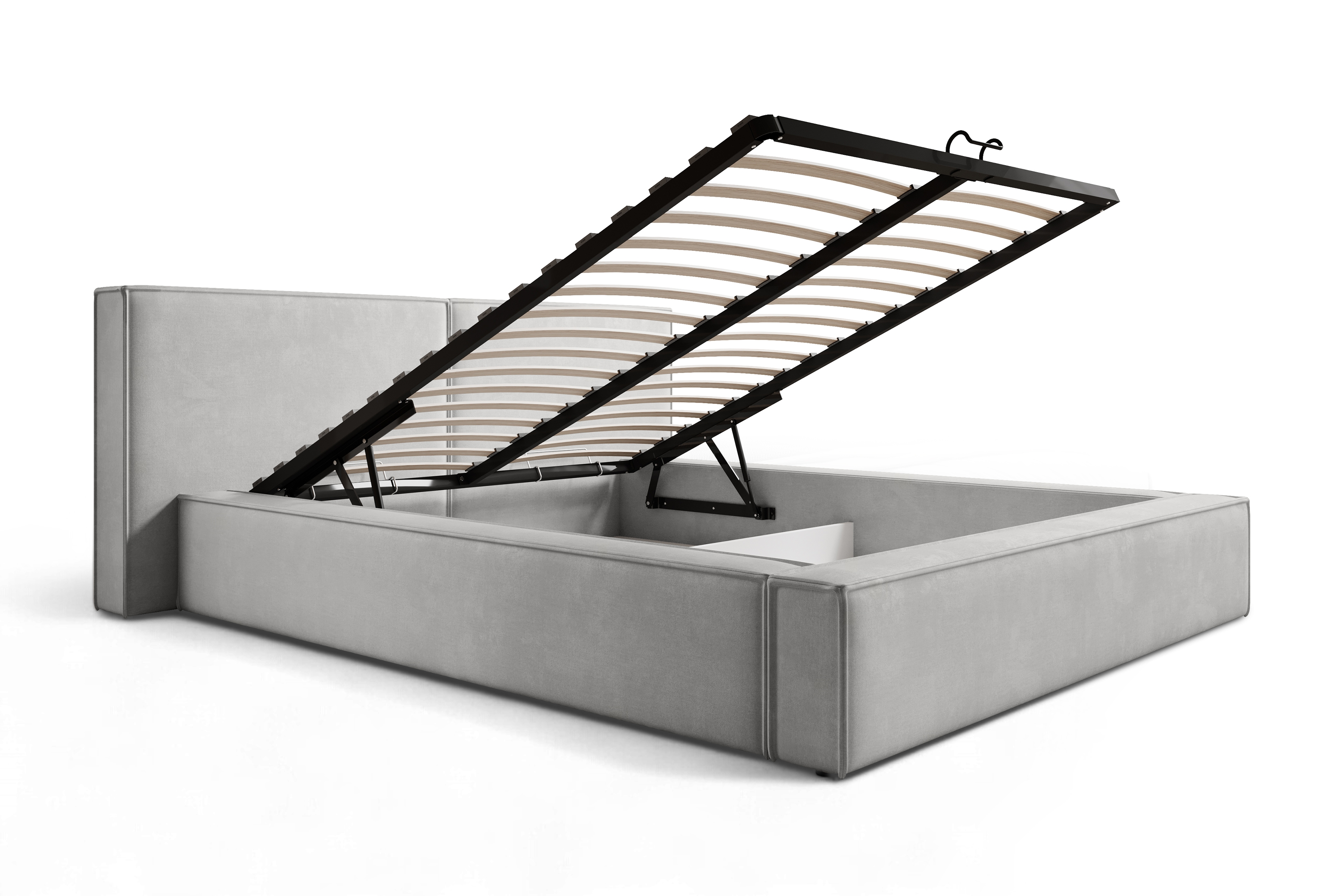 Čalúnená manželská posteľ Molino 160x200 s úložným priestorom - sivý velúr Castel 80 Posteľ čalúnená Molino 160x200 S vnútorným úložným priestorom- šedý velúr Castel 80