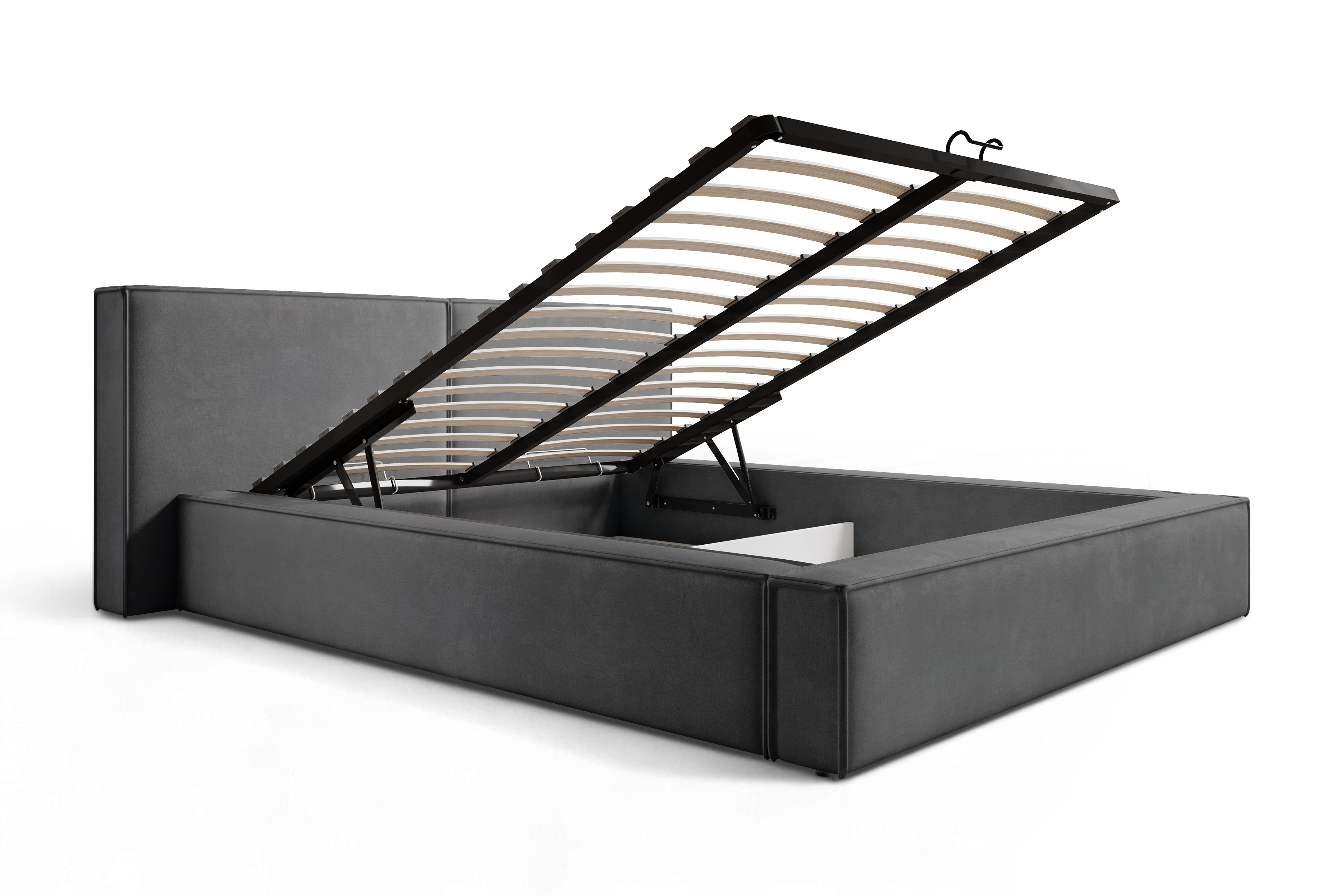 Čalouněná postel Molino 180x200 s úložným prostorem - tmavě šedý samet Castel 93 Postel čalouněné Molino 180x200 s úložným prostorem- tmavě šedá samet Castel 93 