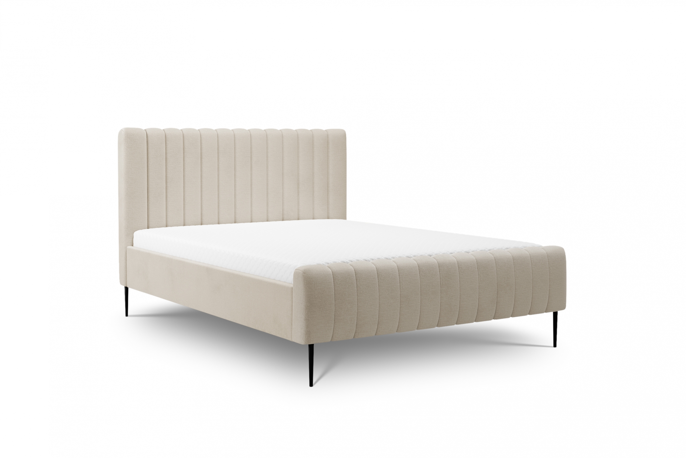 Čalouněná postel Nicole 160x200 - béžový šenil Perfect harmony 07, černé nohy Postel čalouněné Nicole 160x200 - béžová šenil Perfect harmony 07 / Nohy černá