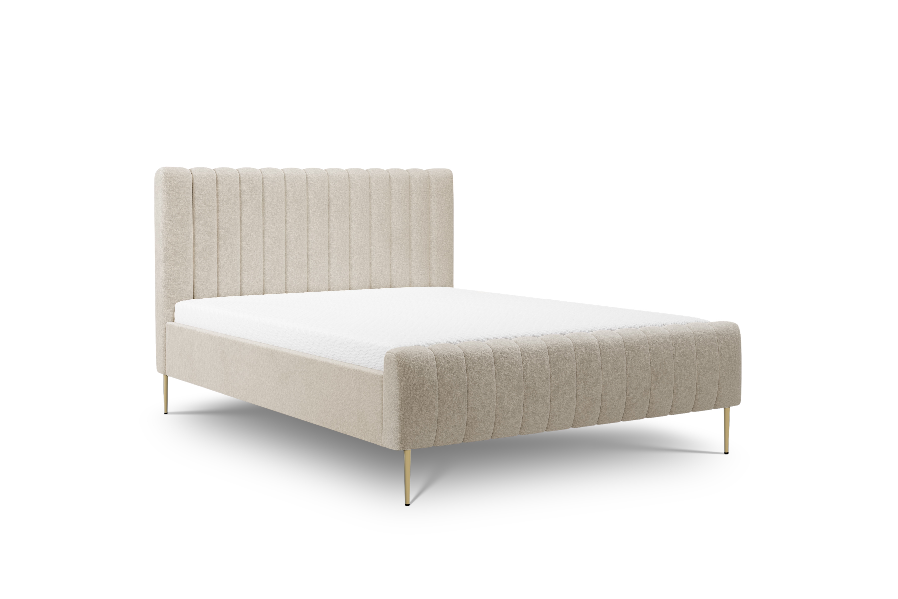 Čalouněná postel Nicole 160x200 - béžový šenil Perfect harmony 07, zlaté nohy Postel čalouněné Nicole 160x200 - béžová šenil Perfect harmony 07 / Nohy zlote