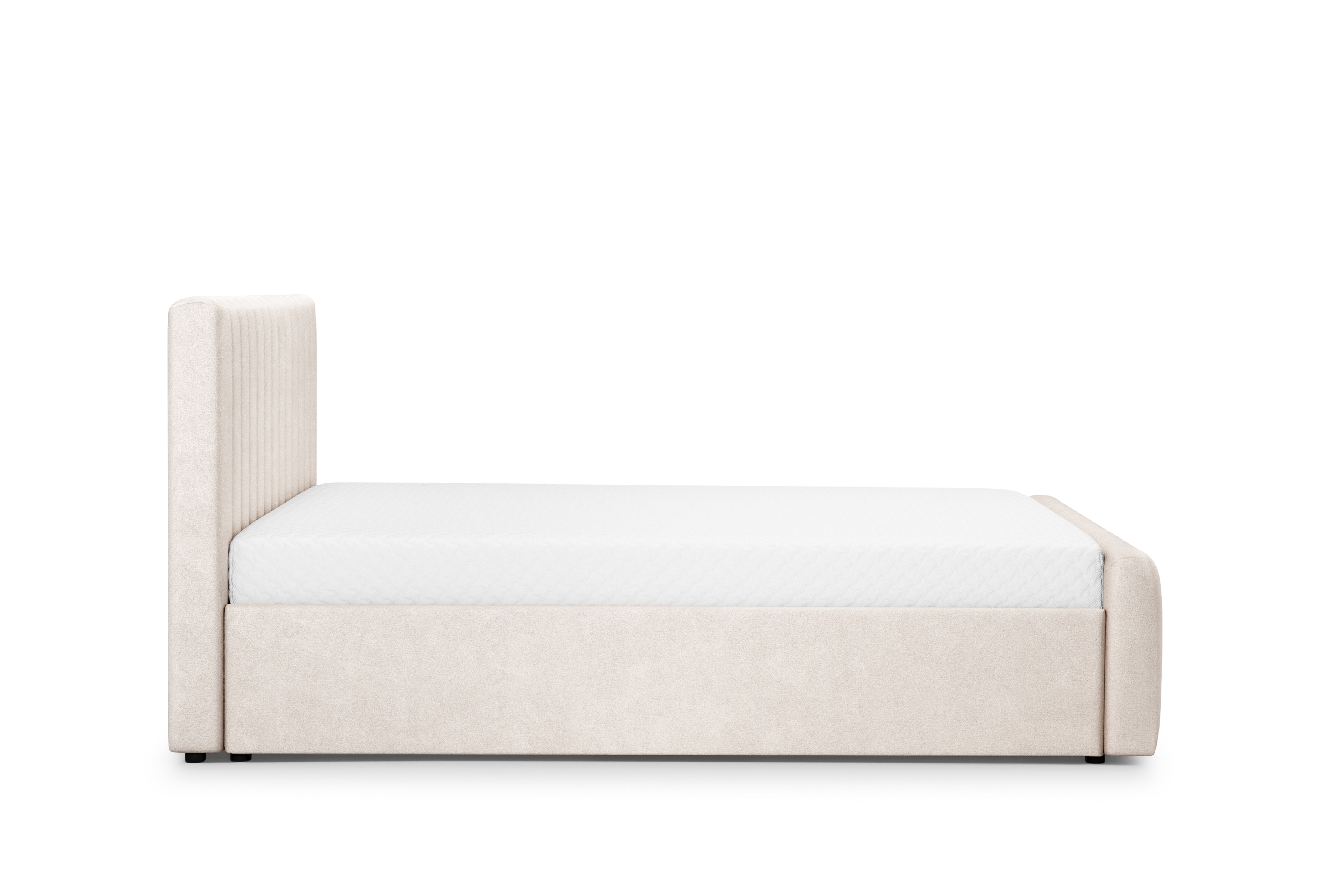 Čalúnená posteľ Nicole 180x200 s úložným priestorom - béžový hydrofóbny zamat Salvador 1 Posteľ čalúnená Nicole 180x200 S vnútorným úložným priestorom- béžový zamat hydrofobowy Salvador 1 