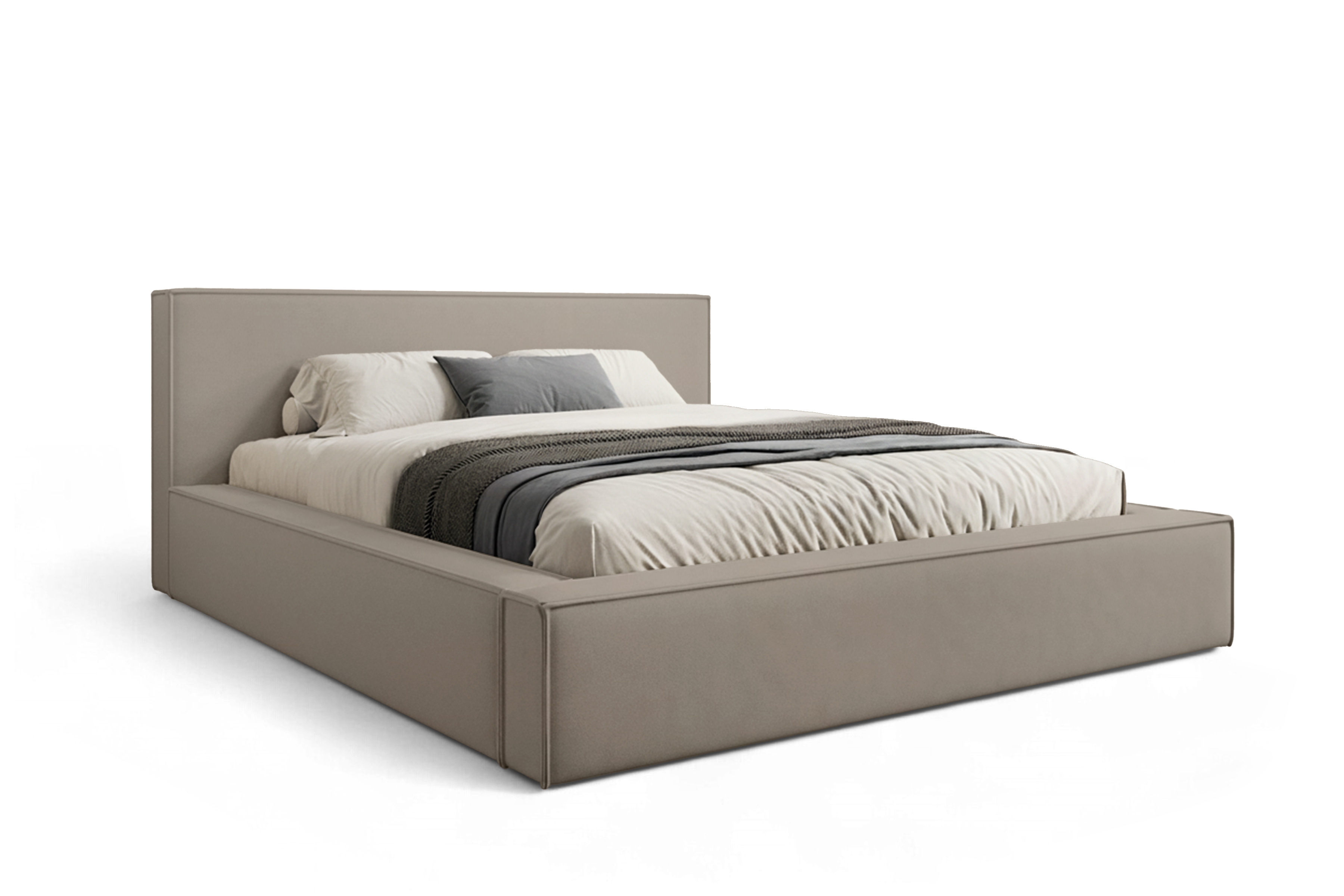 Čalúnená posteľ Nirello 160x200 s úložným priestorom - béžový zamat Castel 15 Posteľ čalúnená Nirello 160x200 S vnútorným úložným priestorom- béžový velúr Castel 15