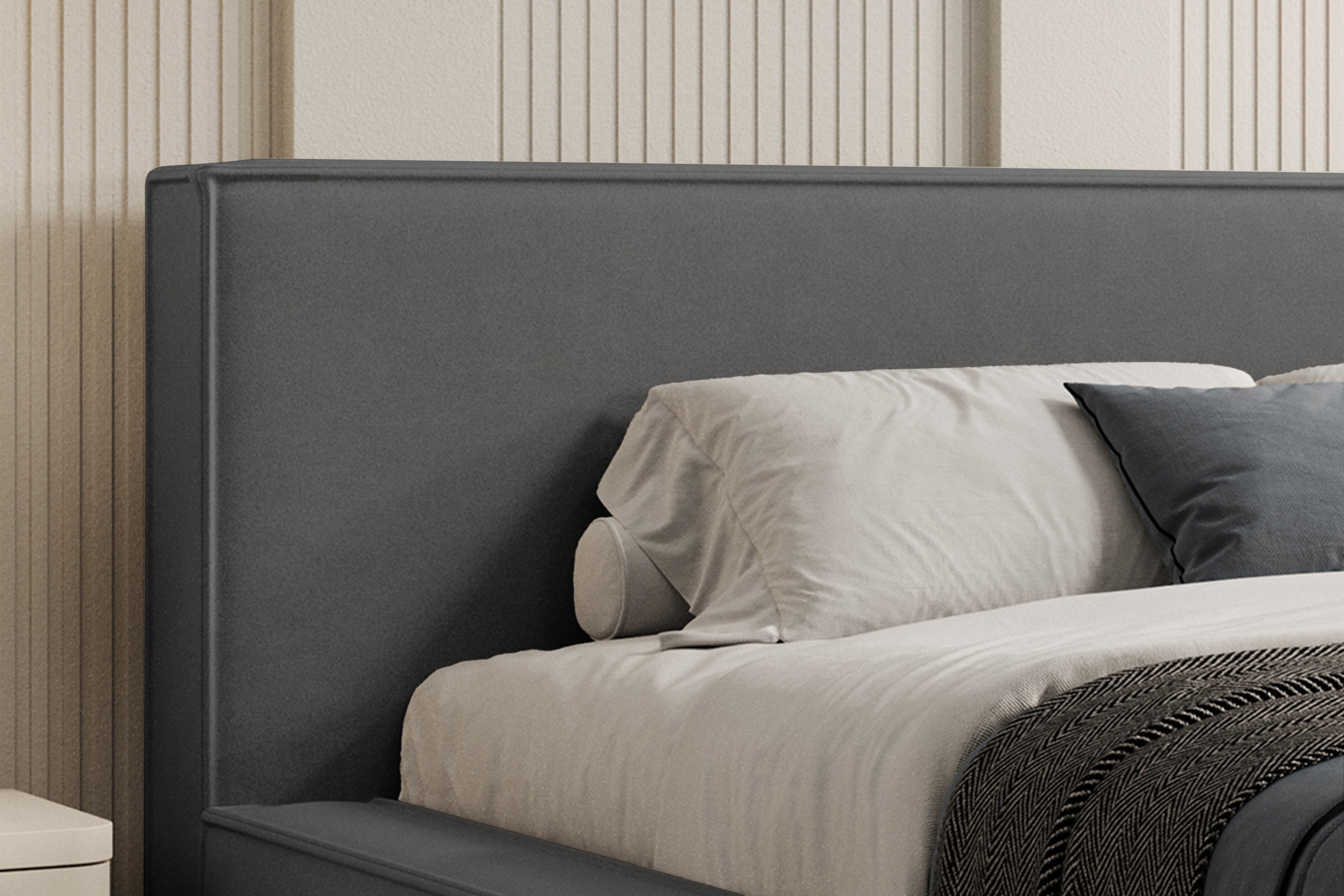 Čalúnená posteľ Nirello 160x200 s úložným priestorom - tmavosivý zamat Castel 93 Posteľ čalúnená Nirello 160x200 S vnútorným úložným priestorom- Tmavý šedý velúr Castel 93