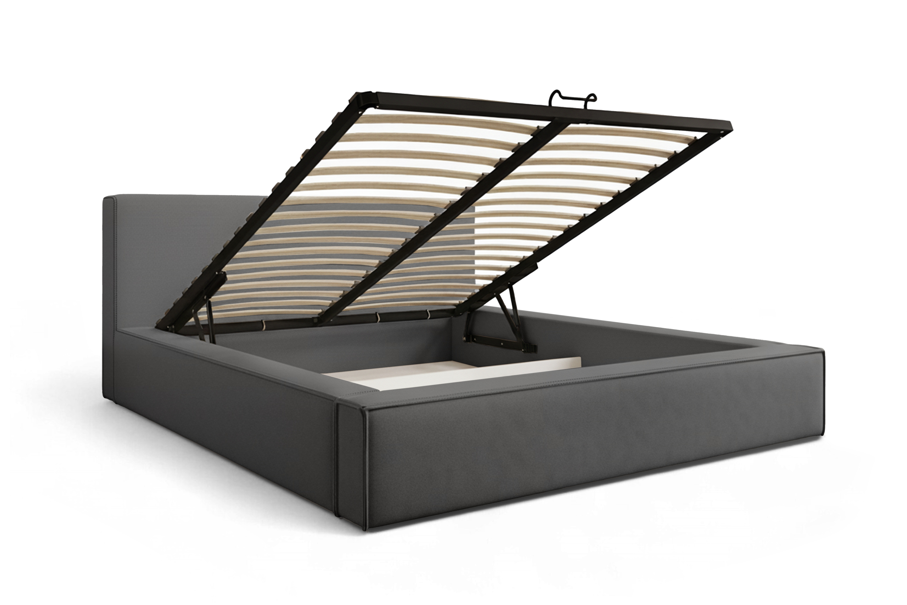 Čalúnená posteľ Nirello 160x200 s úložným priestorom - tmavosivý zamat Castel 93 Posteľ čalúnená Nirello 160x200 S vnútorným úložným priestorom- Tmavý šedý velúr Castel 93