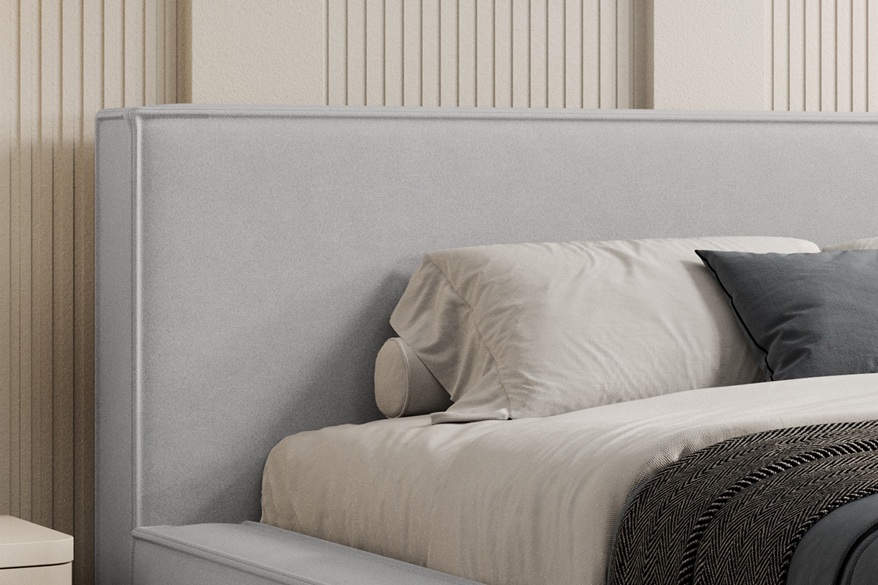 Čalúnená posteľ Nirello 160x200 s úložným priestorom - sivý zamat Castel 80 Posteľ čalúnená Nirello 160x200 S vnútorným úložným priestorom- šedý velúr Castel 80