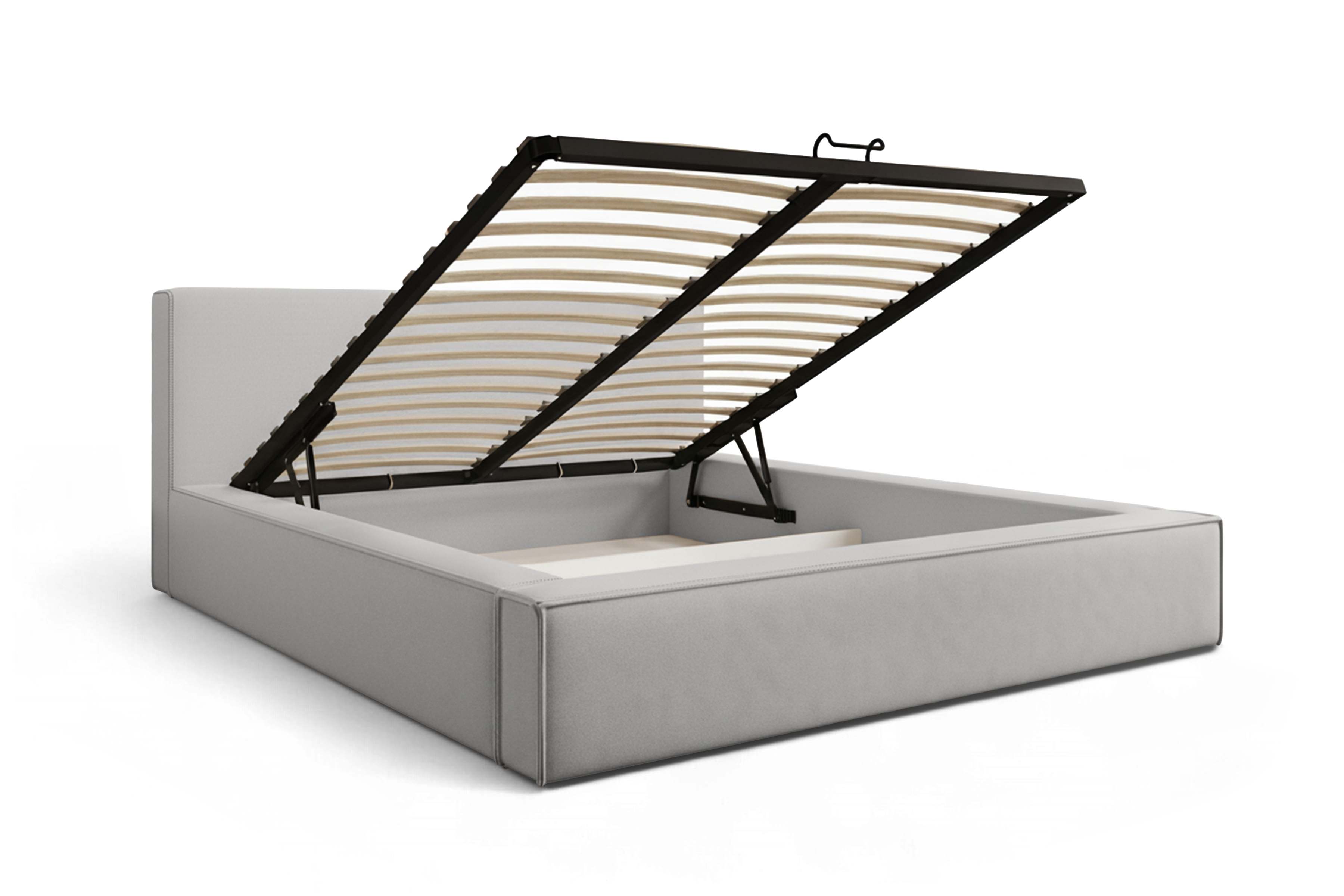 Čalúnená posteľ Nirello 160x200 s úložným priestorom - sivý zamat Castel 80 Posteľ čalúnená Nirello 160x200 S vnútorným úložným priestorom- šedý velúr Castel 80