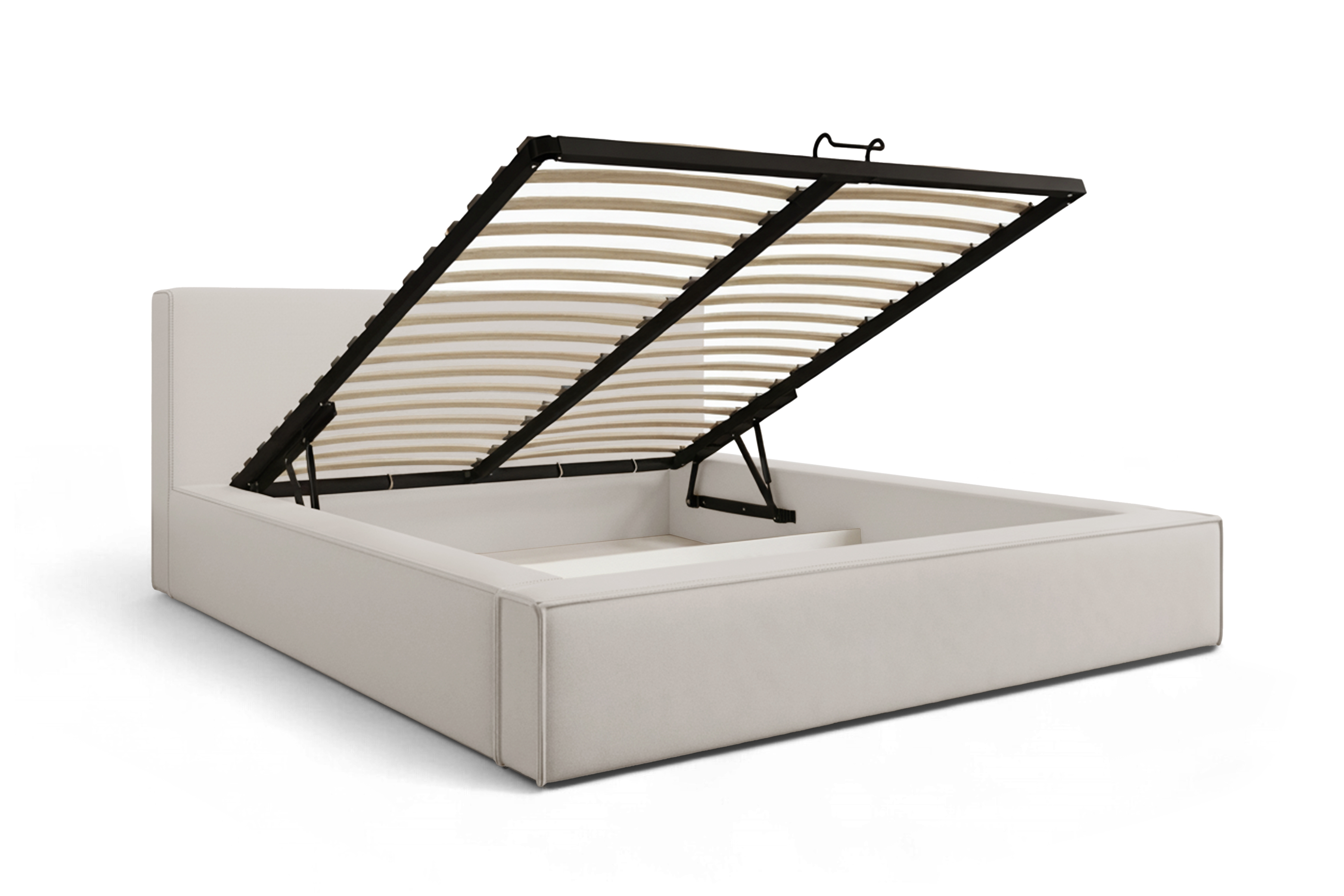 Čalouněná postel Nirello 180x200 s úložným prostorem - světle béžový samet Castel 03 Postel čalouněné Nirello 180x200 s úložným prostorem- světlý béžová samet Castel 03