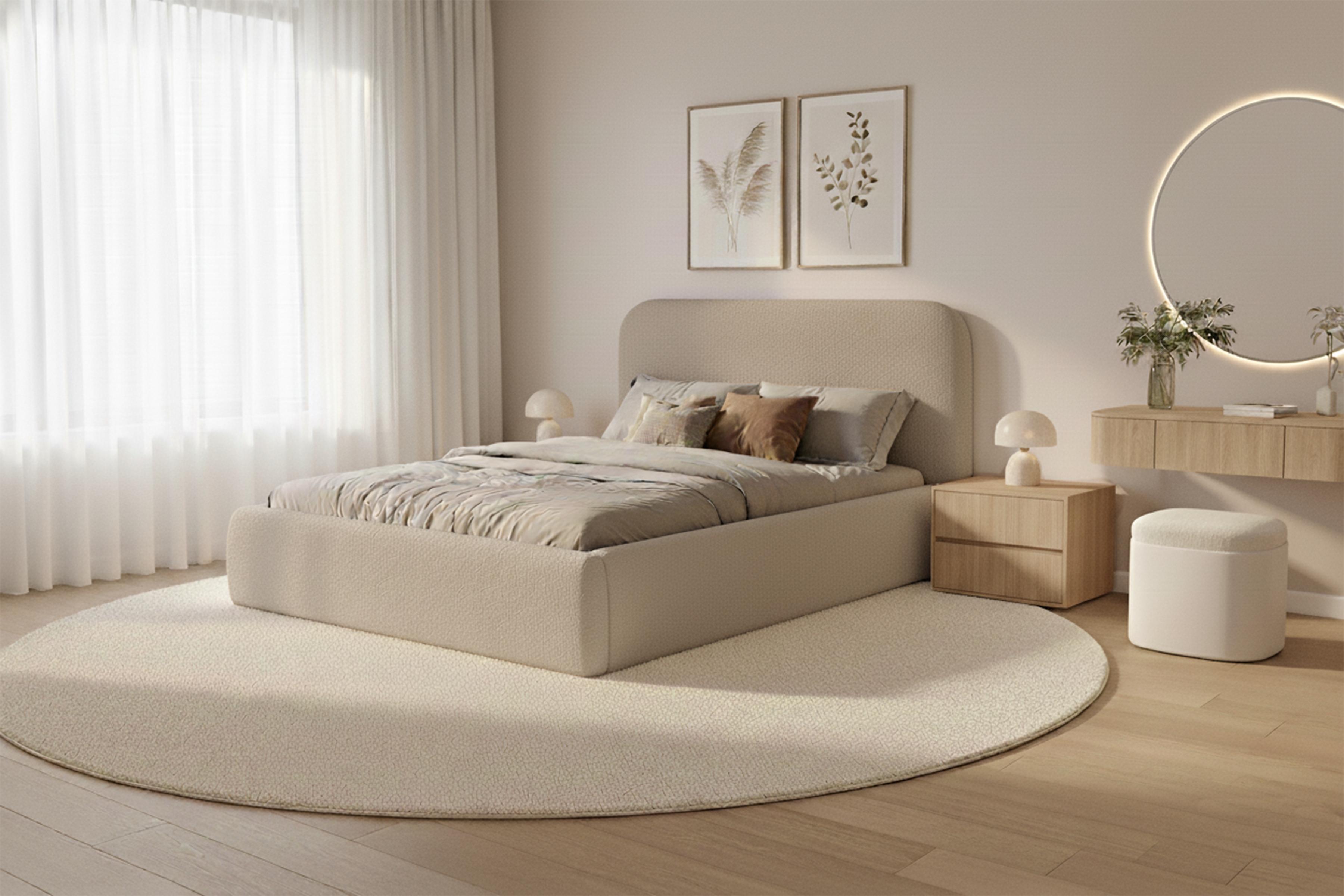 Čalúnená posteľ Rasel 160x200 s úložným priestorom - béžová buklé Quelle 05 Posteľ čalúnená Rasel 160x200 S vnútorným úložným priestorom- Béžová bukla Quelle 05