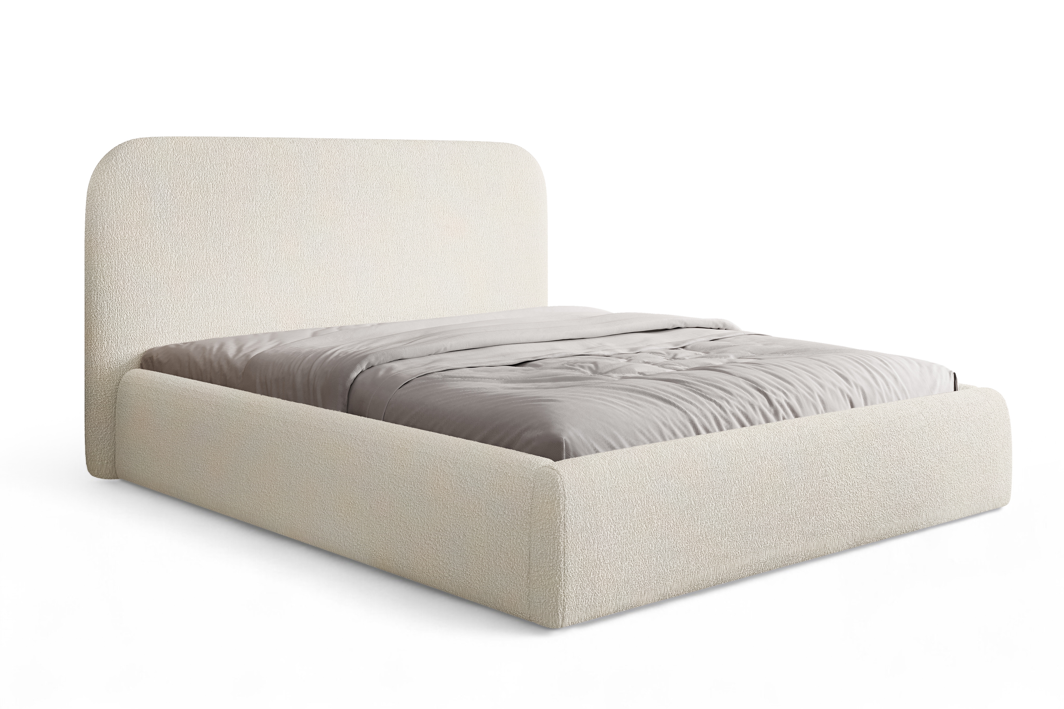 Čalúnená posteľ Rasel 160x200 s úložným priestorom - svetlý béžový buklé Quelle 02 Posteľ čalúnená Rasel 160x200 S vnútorným úložným priestorom- svetlý Béžová bukla Quelle 02