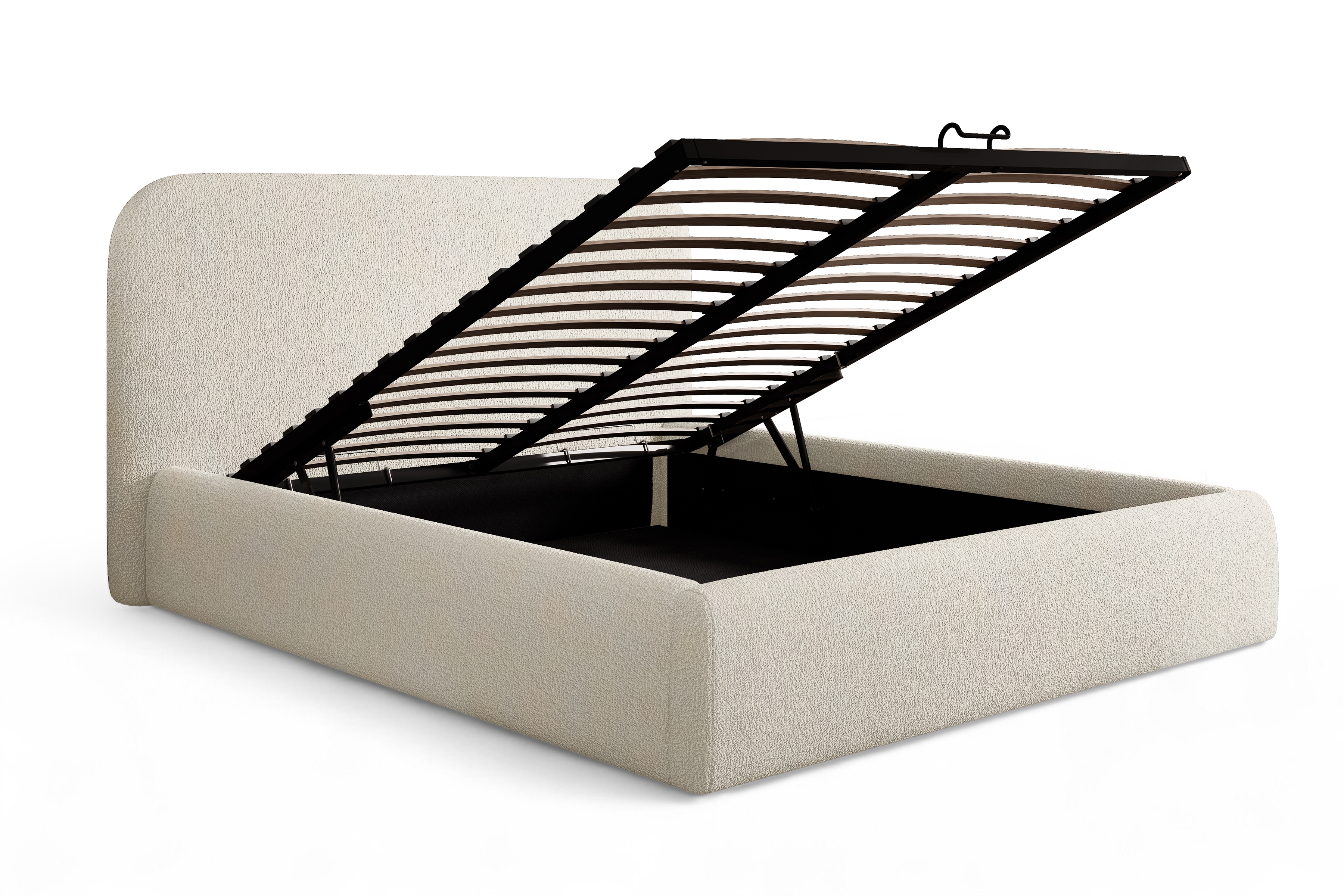 Čalúnená posteľ Rasel 160x200 s úložným priestorom - svetlý béžový buklé Quelle 02 Posteľ čalúnená Rasel 160x200 S vnútorným úložným priestorom- svetlý Béžová bukla Quelle 02