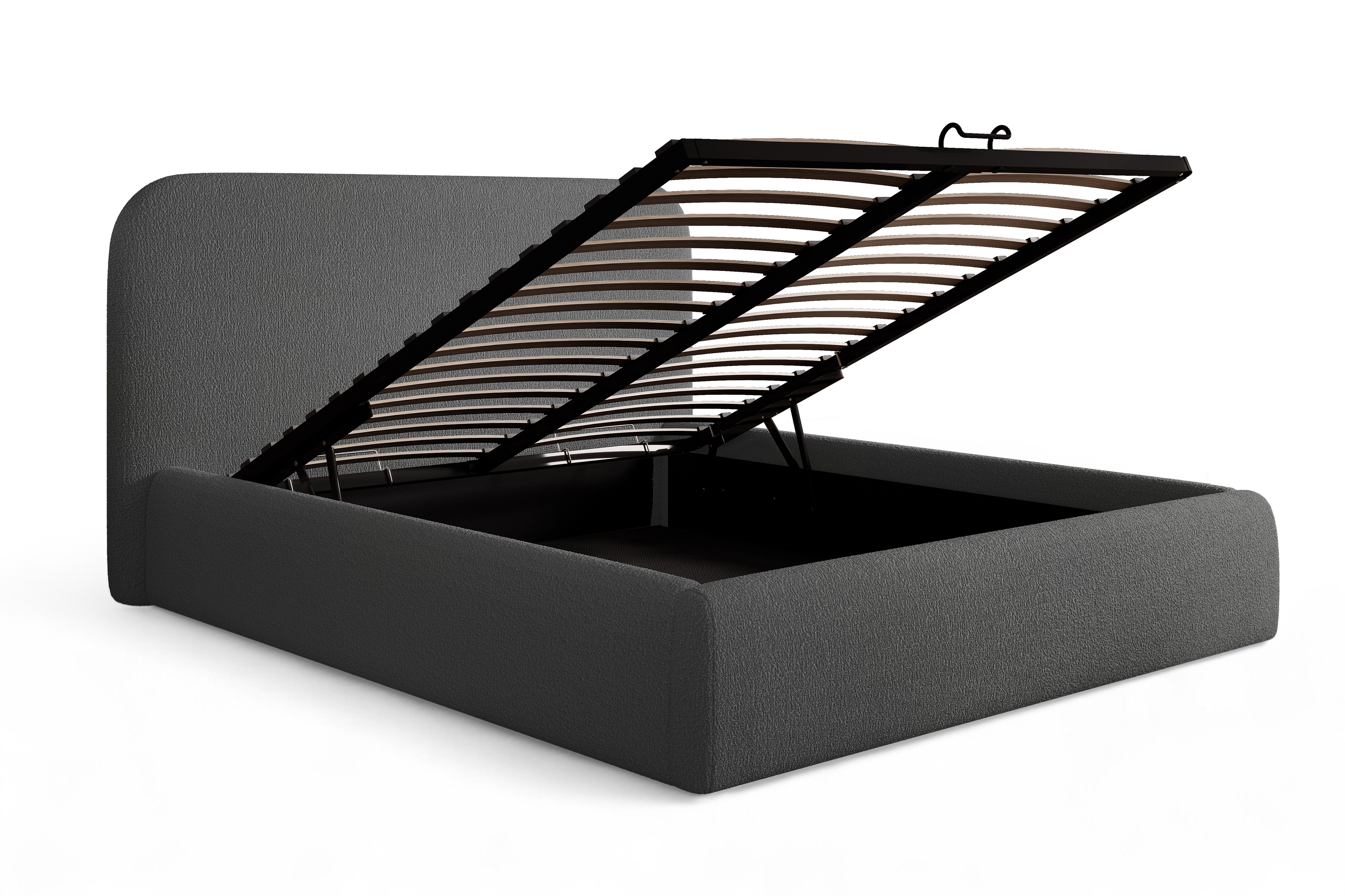 Čalúnená posteľ Rasel 180x200 s úložným priestorom - tmavosivá buklé Quelle 92 Posteľ čalúnená Rasel 180x200 S vnútorným úložným priestorom- Tmavý šedý bukla Quelle 92