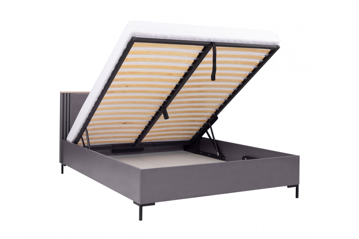 Manželská posteľ Allmo AL17 s úložným priestorom - 160x200 cm - antracit Posteľ s úložným priestorom Allmo AL17 160x200 - Antracytová