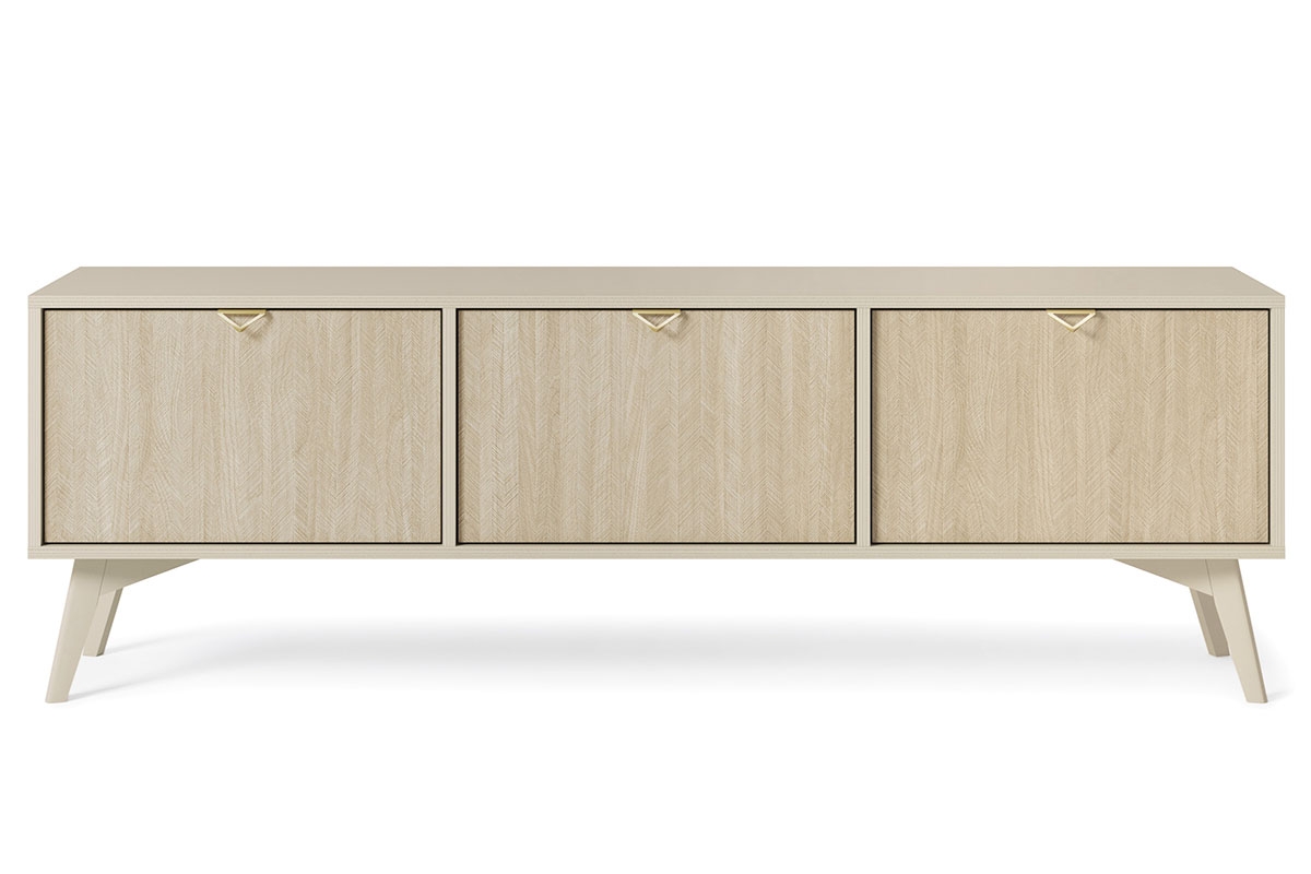 TV stolek Lumira 158 cm - pískový / rybí kost skandi Skříňka RTV Lumira 158 cm - Pískový / jodelka skandi - fronty