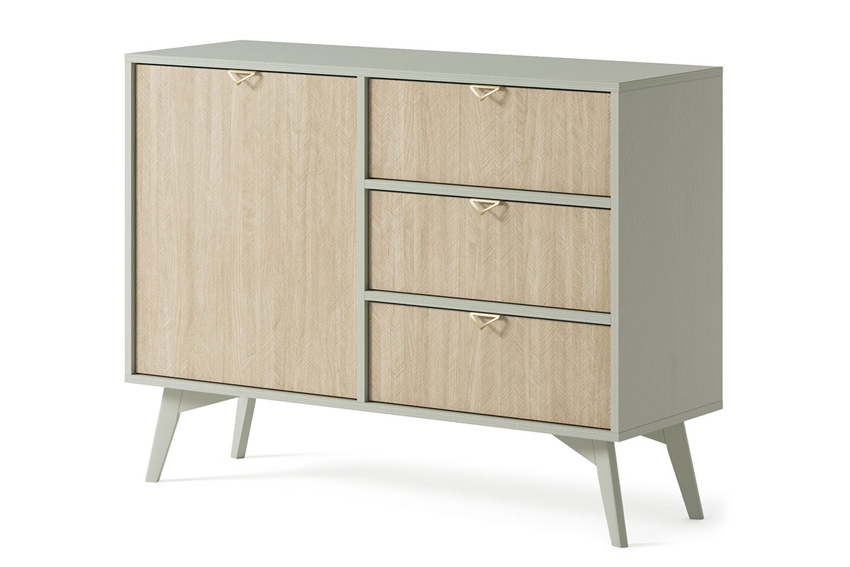 Komoda jednodverová s tromi zásuvkami Lumira 106 cm - eukalyptus / jedľa skandi Komoda jednodverová s tromi zásuvkami Lumira 106 cm - eukaliptus / jodelka skandi