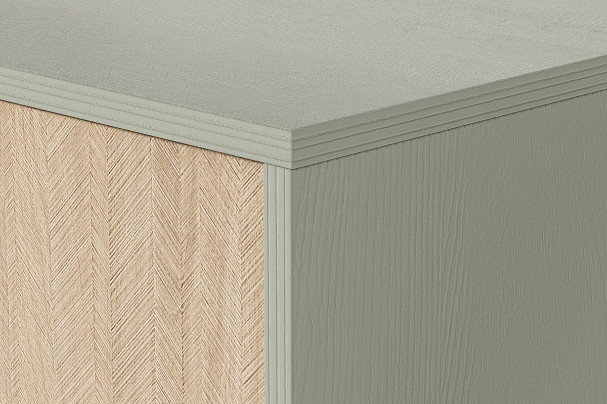 Noční stolek Lumira se zásuvkou a výklenkem - eukalyptus Noční stolek z szuflada i wneka Lumira - eukaliptus / jodelka skandi - solidne Provedení