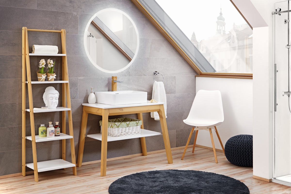 LED zrcadlo VENUS 60 dubový Nábytek se zrcadlem