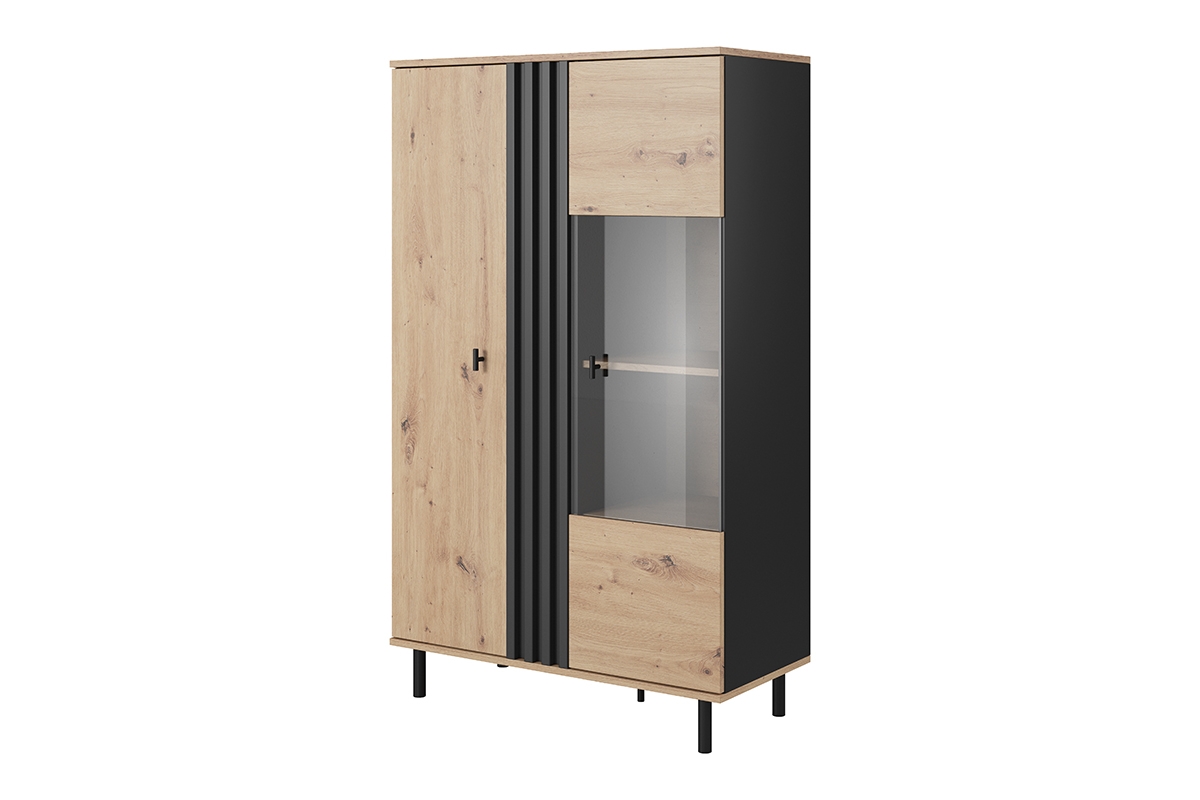 Prosklená vitrína Medin 90 cm - dub artisan / antracitová Wtryna prosklená dvoudveřová Medin 90 cm - Dub artisan / Antracytová 