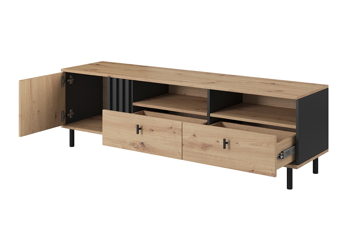 TV stolek Medin 165 cm se zásuvkami - dub artisan / antracitový Skříňka RTV Medin s zásuvkami 165 cm - Dub artisan / Antracytová 