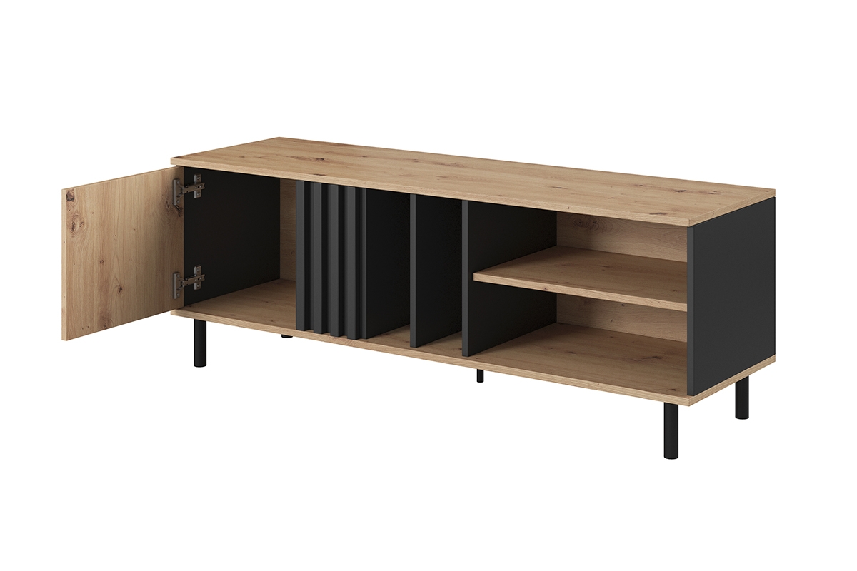 TV stolek Medin 140 cm s policí - dub artisan / antracitový Skříňka RTV Medin z polka 140 cm - Dub artisan / Antracytová 