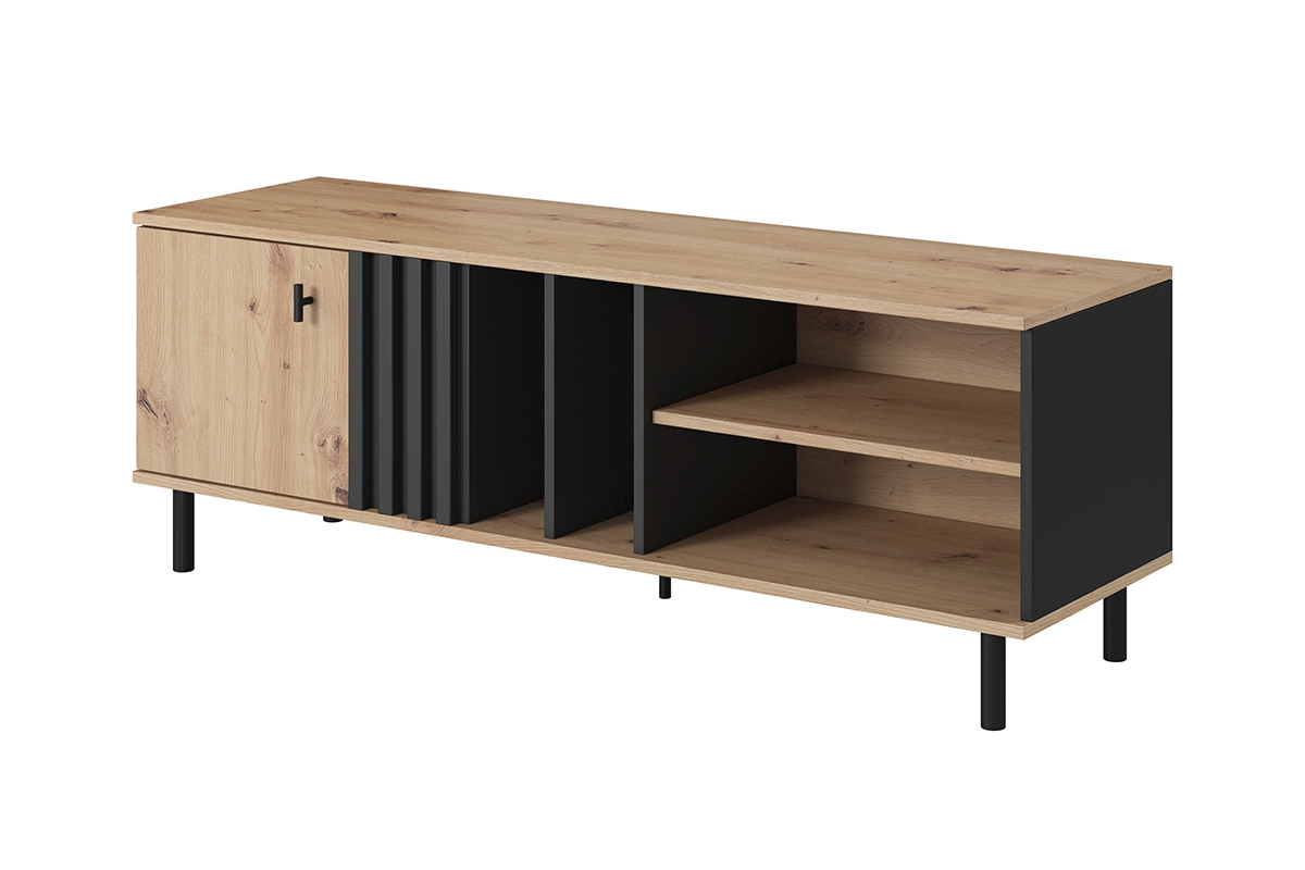 TV stolek Medin 140 cm s policí - dub artisan / antracitový Skříňka RTV Medin z polka 140 cm - Dub artisan / Antracytová 