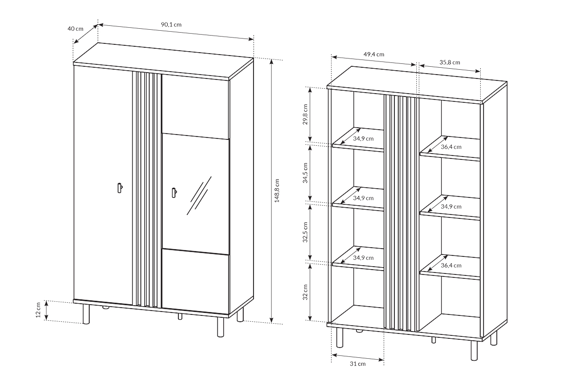 Prosklená vitrína Medin 90 cm - dub artisan / antracitová Wtryna prosklená dvoudveřová Medin 90 cm - Dub artisan / Antracytová 