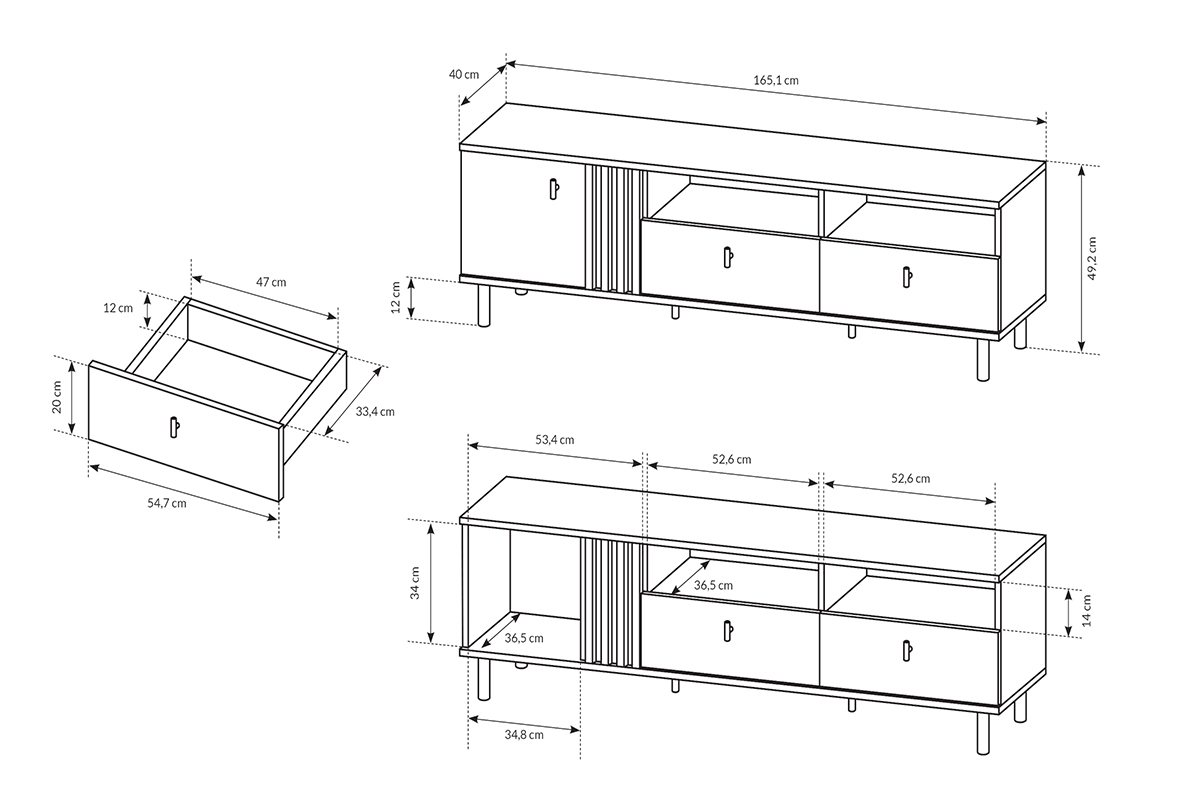 TV stolek Medin 165 cm se zásuvkami - dub artisan / antracitový Skříňka RTV Medin s zásuvkami 165 cm - Dub artisan / Antracytová 