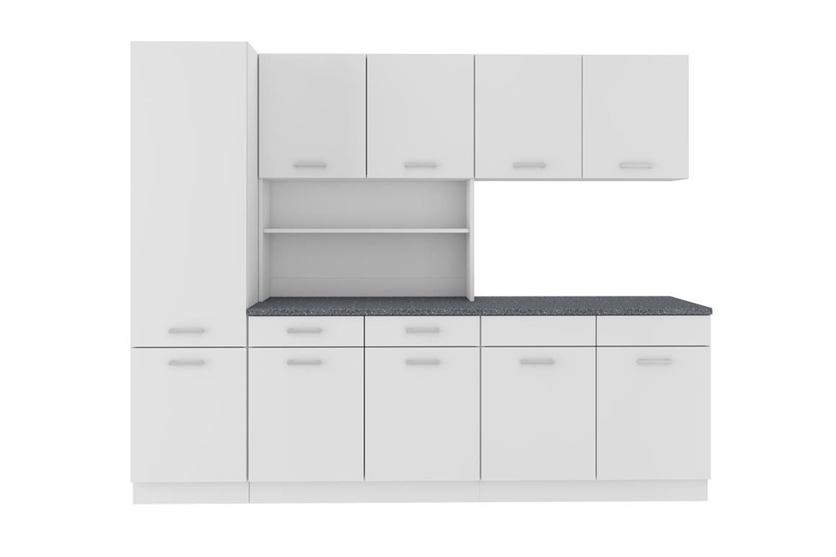 Kuchyňská linka Mirana 2,5 m - bílý laminát Komplet nábytku kuchennych Mirana 2,5m - Bílý Laminát