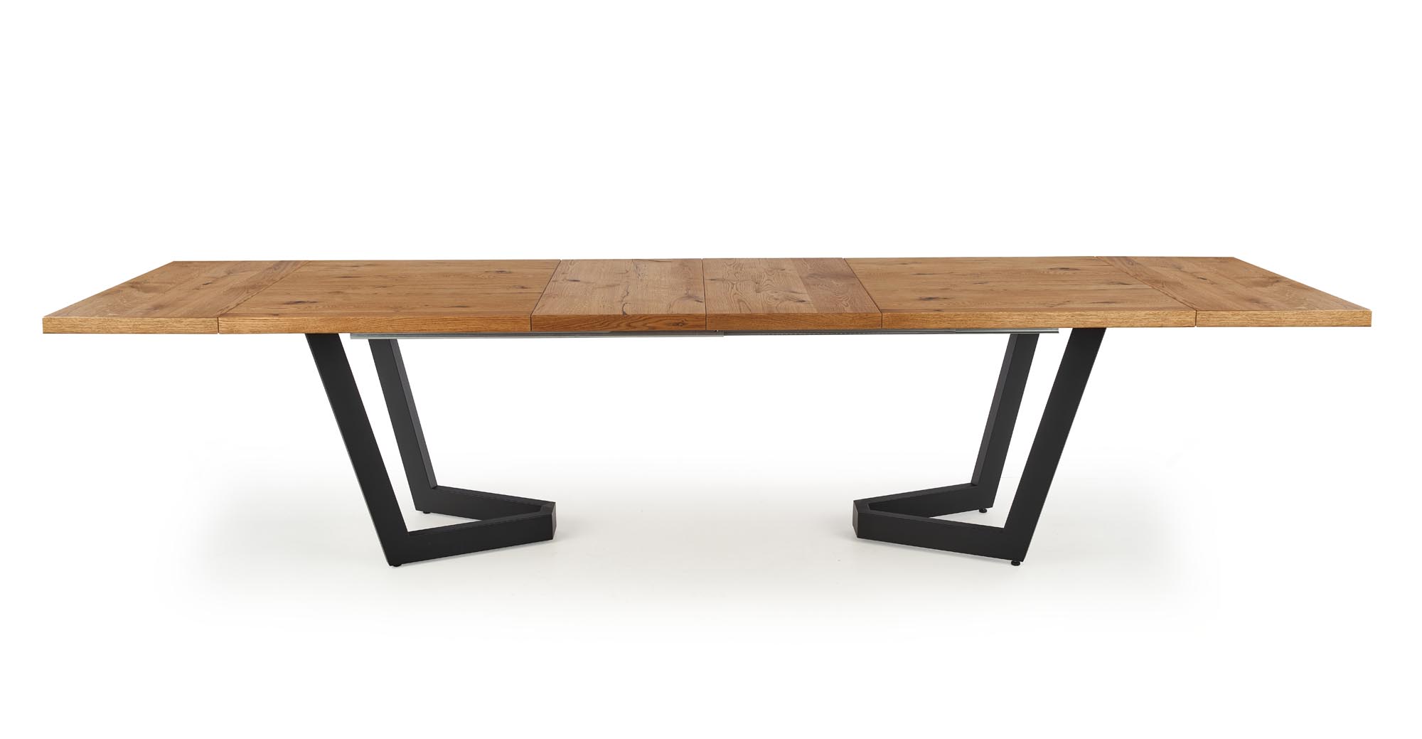 Rozkladací jedálenský stôl MASSIVE 160 - 250 - 340x90 cm - svetlý dub / čierna massive Stôl rozkladany - Svetlý dub/Čierny