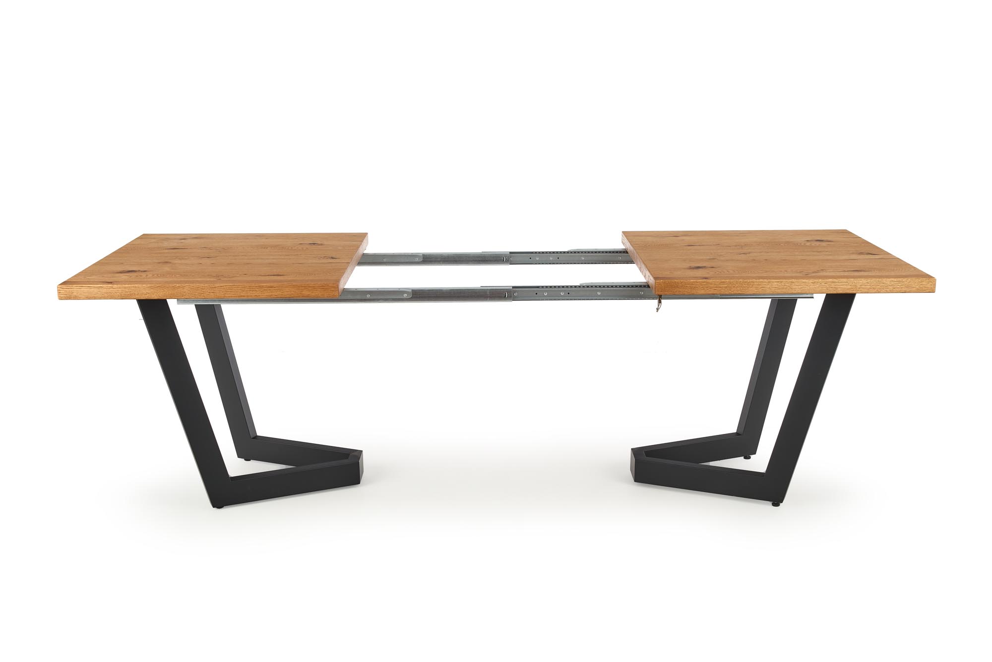 Rozkladací jedálenský stôl MASSIVE 160 - 250 - 340x90 cm - svetlý dub / čierna massive Stôl rozkladany - Svetlý dub/Čierny