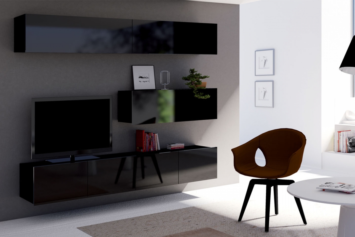 Obývacia stena Castele VII - čierny Obývacia stena Castele VII - Čierny