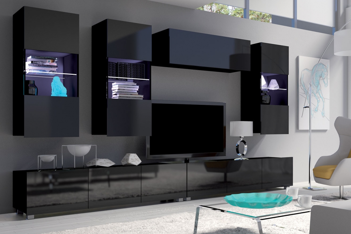 Obývacia stena Celeste VIII - čierny Obývacia stena Celeste VIII - Čierny