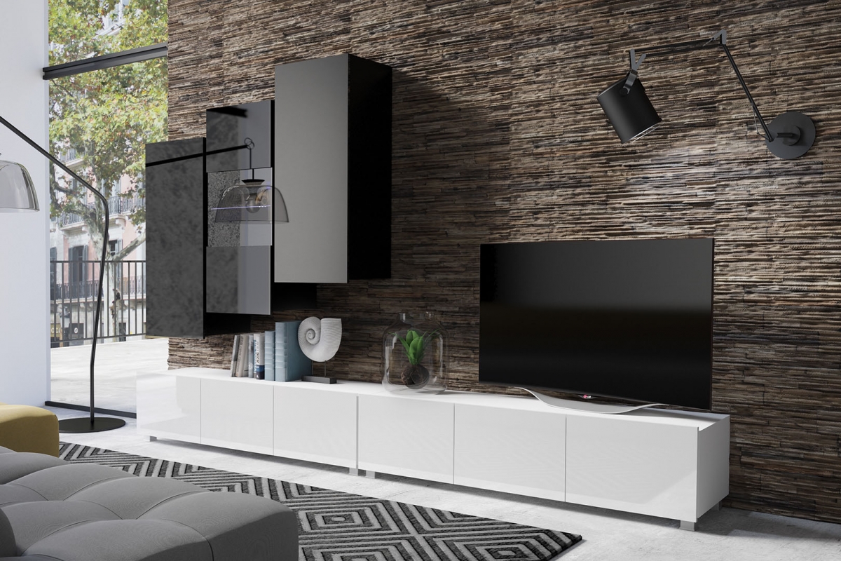 Obývacia stena Celeste XIII - čierny / biela Obývacia stena Celeste XIII - čierny / biela