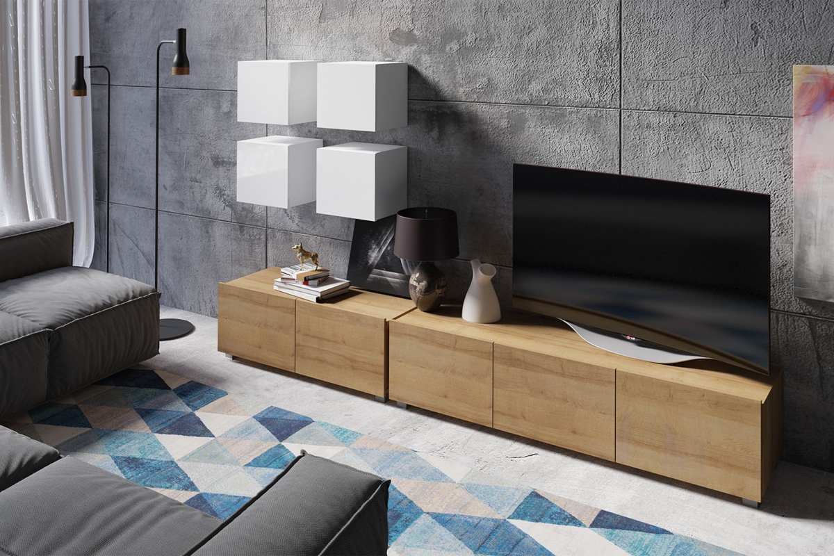 Obývacia stena Celeste XIV - biely / Dub zlaté Obývacia stena Celeste XIV - Biely / Dub zlaté