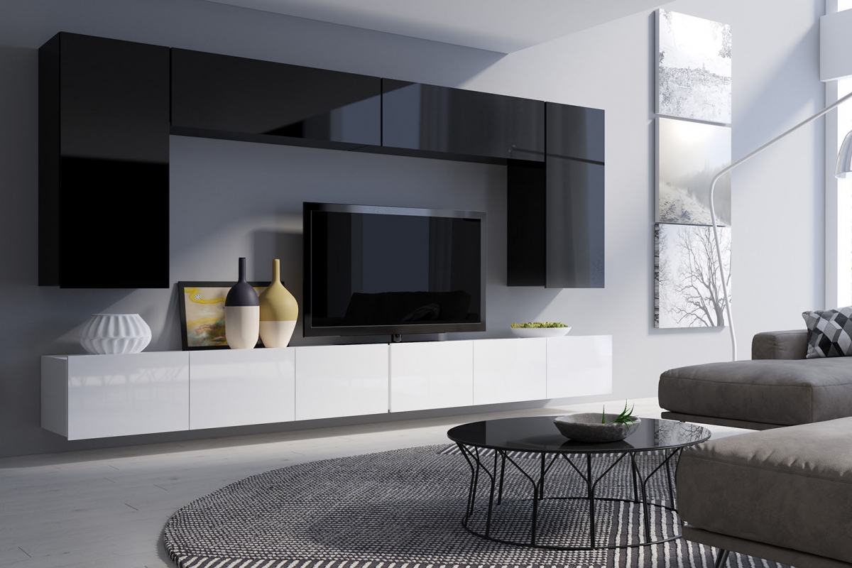 Obývací stěna Celeste XVI - černá / bílá Obývací stěna Celeste XVI - černá / bílá